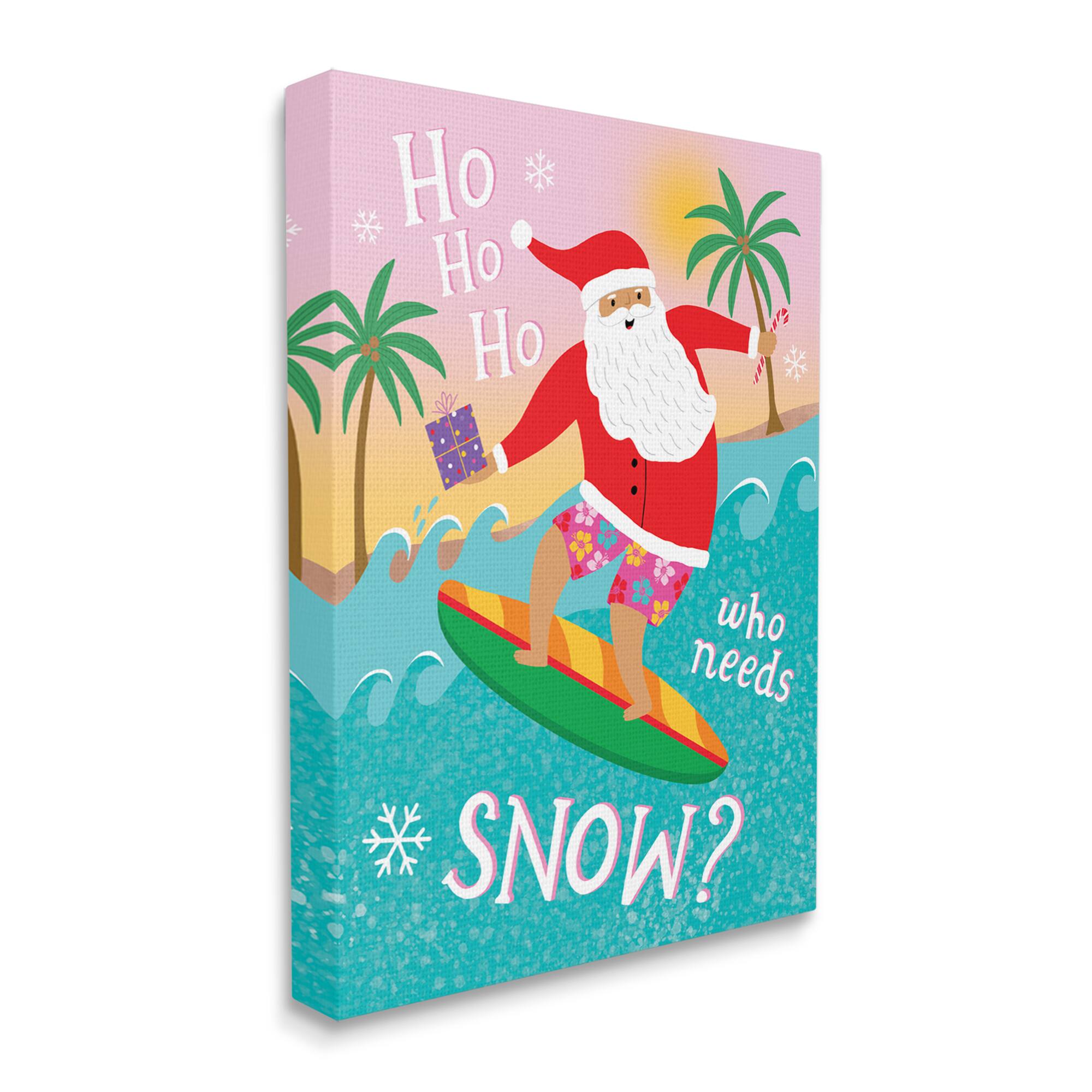 Stupell Industries Who Needs Snow Surfing Santa Canvas Wall Art