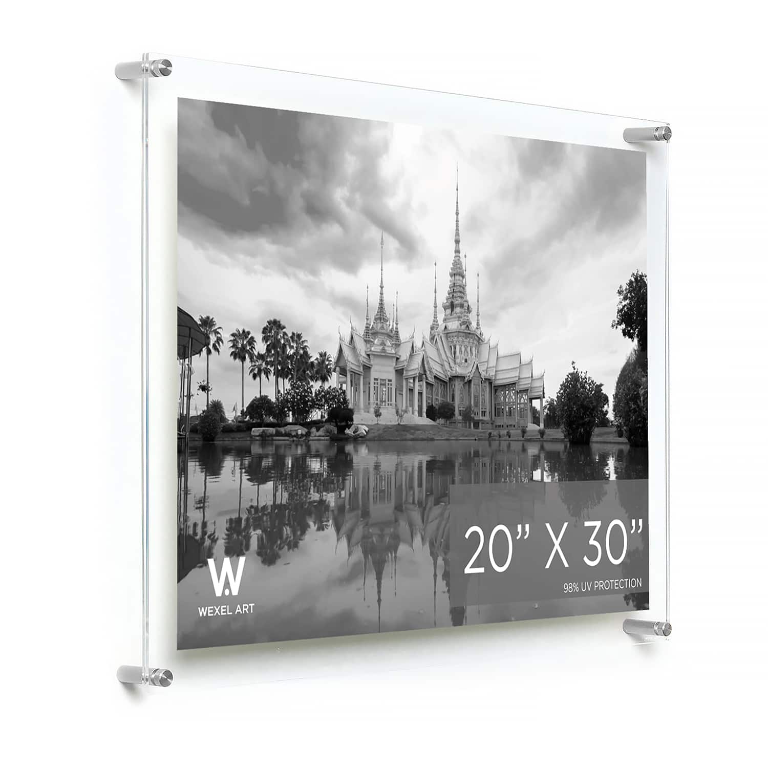 Wexel Art Double Panel Clear Acrylic Floating Wall Frame with Silver Hardware