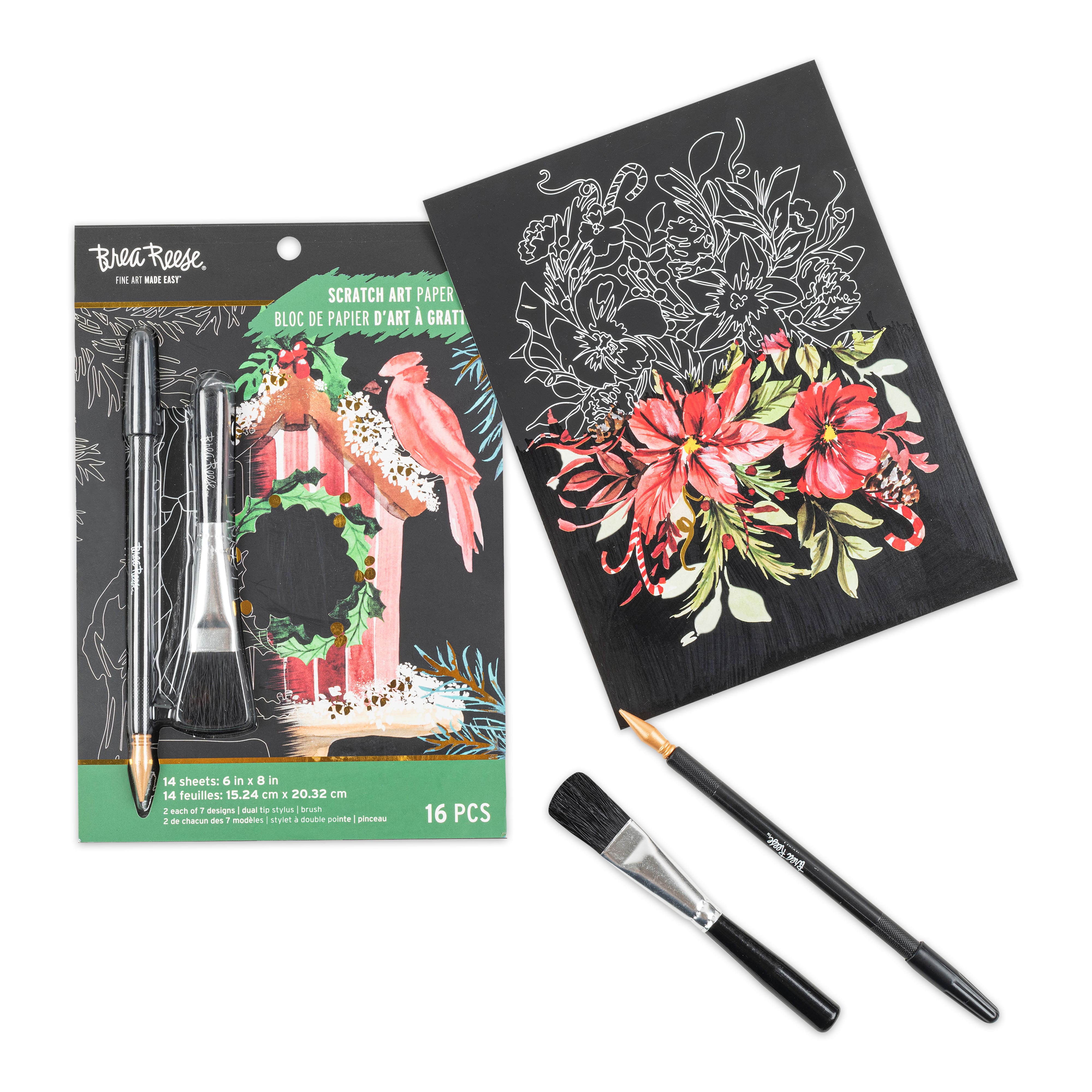 Brea Reese&#x2122; 6&#x22; x 8&#x22; Holiday Vintage Scratch Art Paper Pad