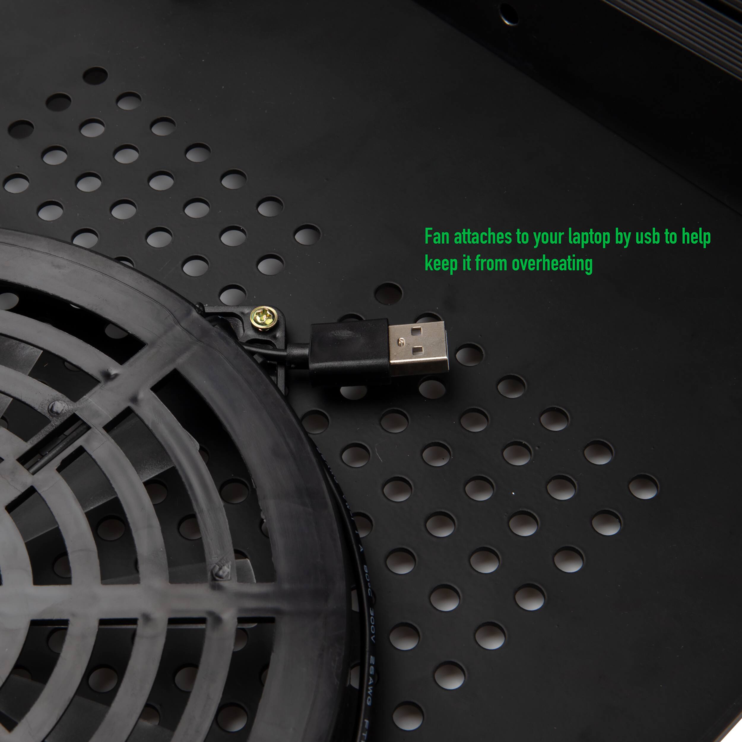 Mind Reader Black Lap Desk with Adjustable Legs & Ventilated Platform with Fan