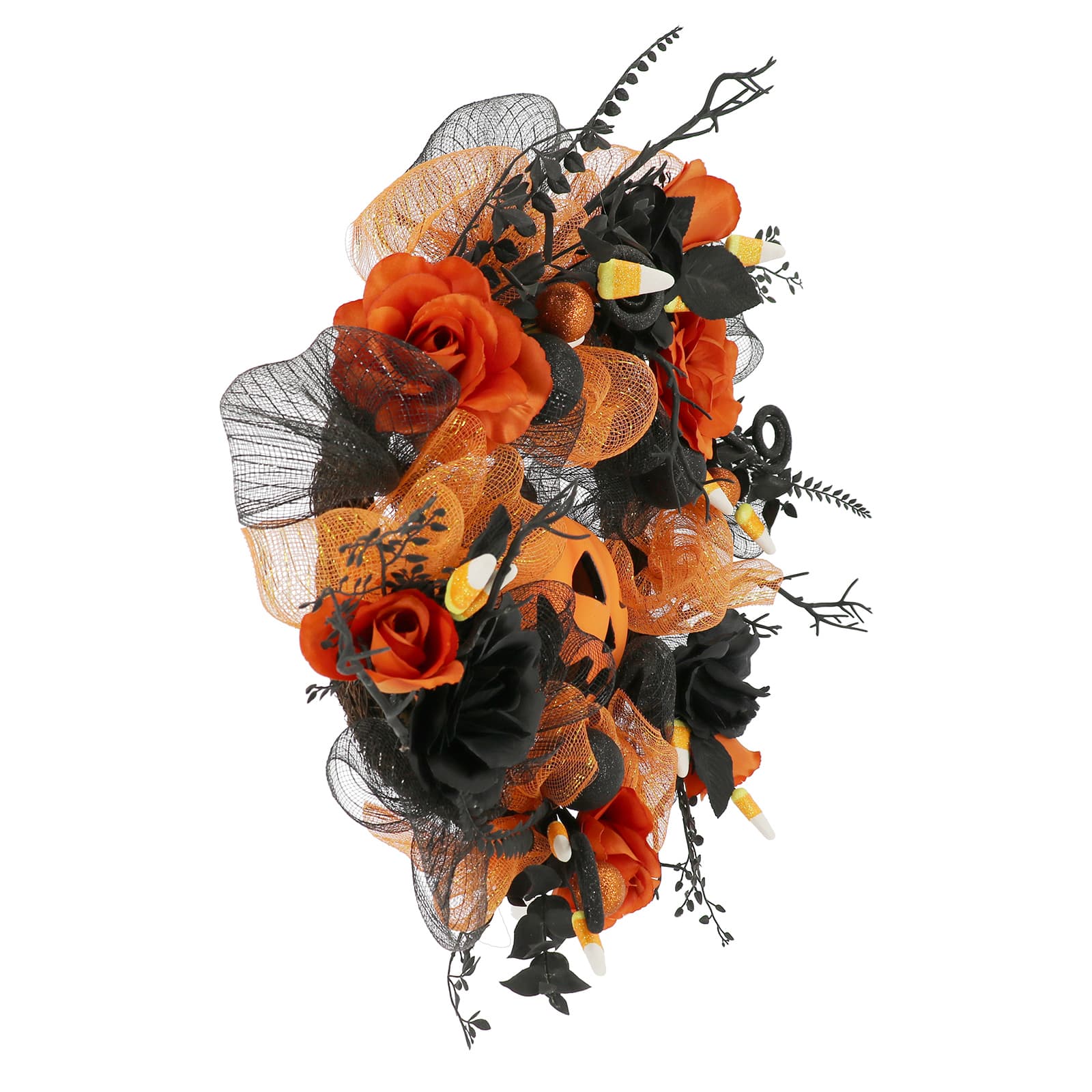 24&#x22; Orange &#x26; Black Jack-o&#x27;-Lantern &#x26; Roses Wreath by Ashland&#xAE;