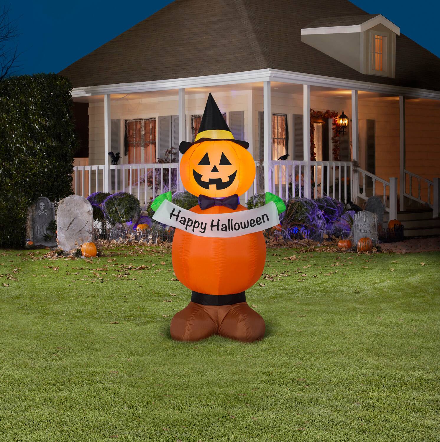 4ft. Airblown® Inflatable Halloween Jack-O'-Lantern Stack with Banner