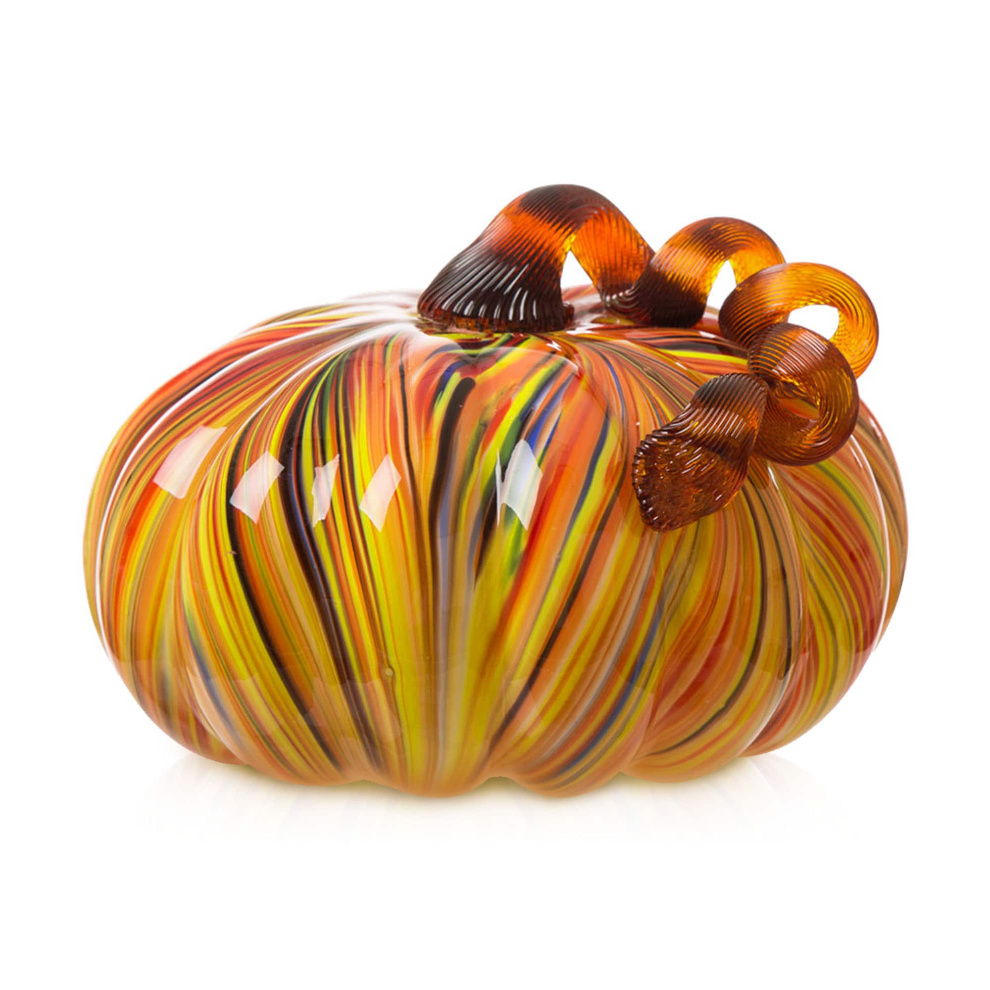 Glitzhome&#xAE; Large Glass Pumpkin, Multicolor Stripes