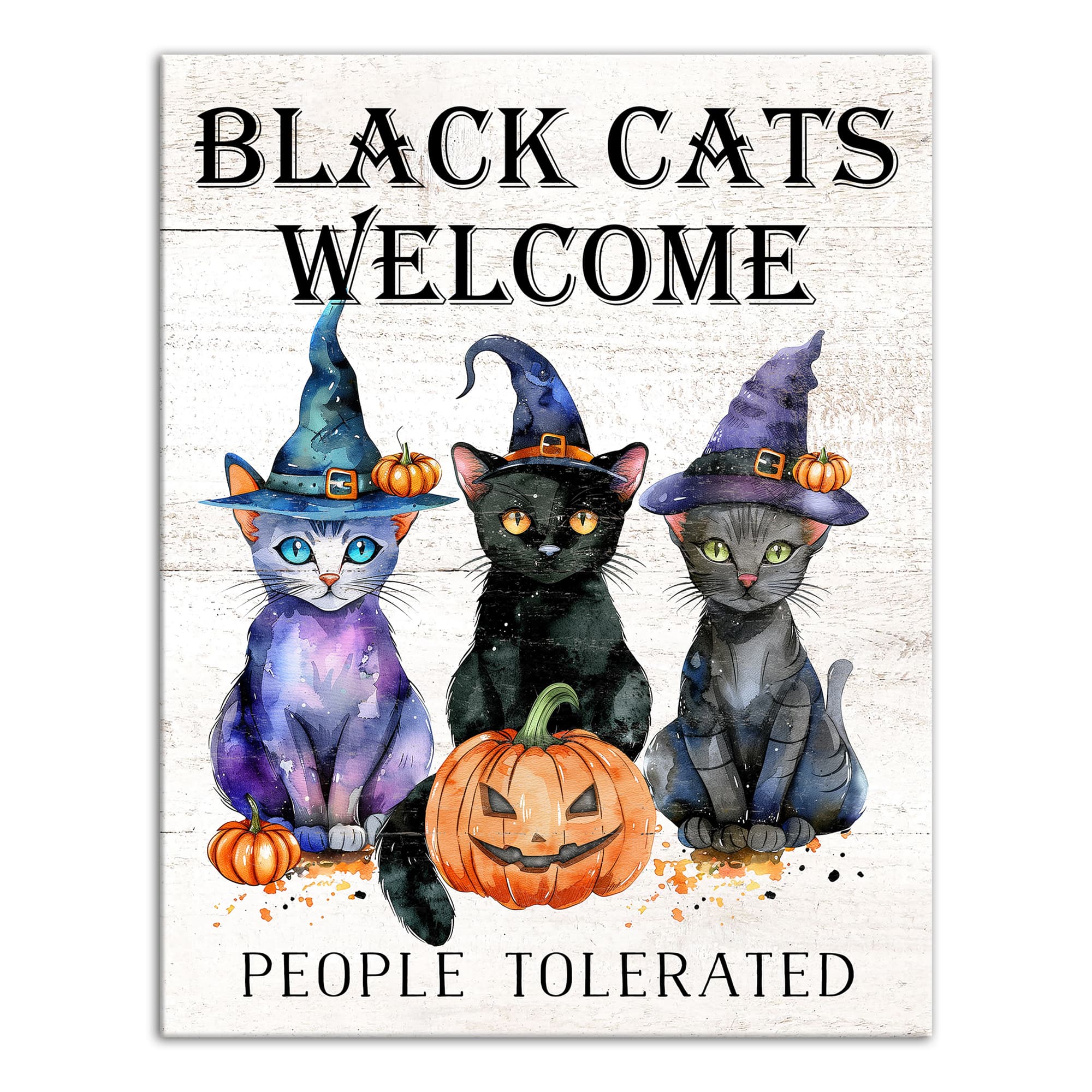 Black Cats Welcome 16" x 20" Canvas Wall Art
