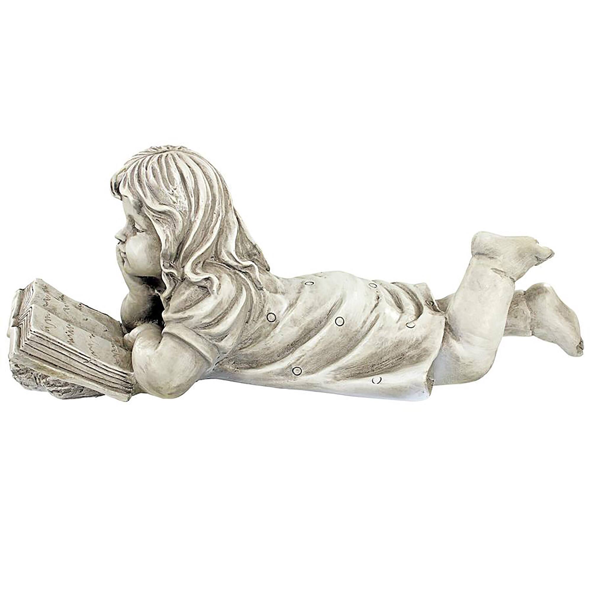 Design Toscano 8&#x22; Backyard Scholar Little Girl Reading Garden Statue