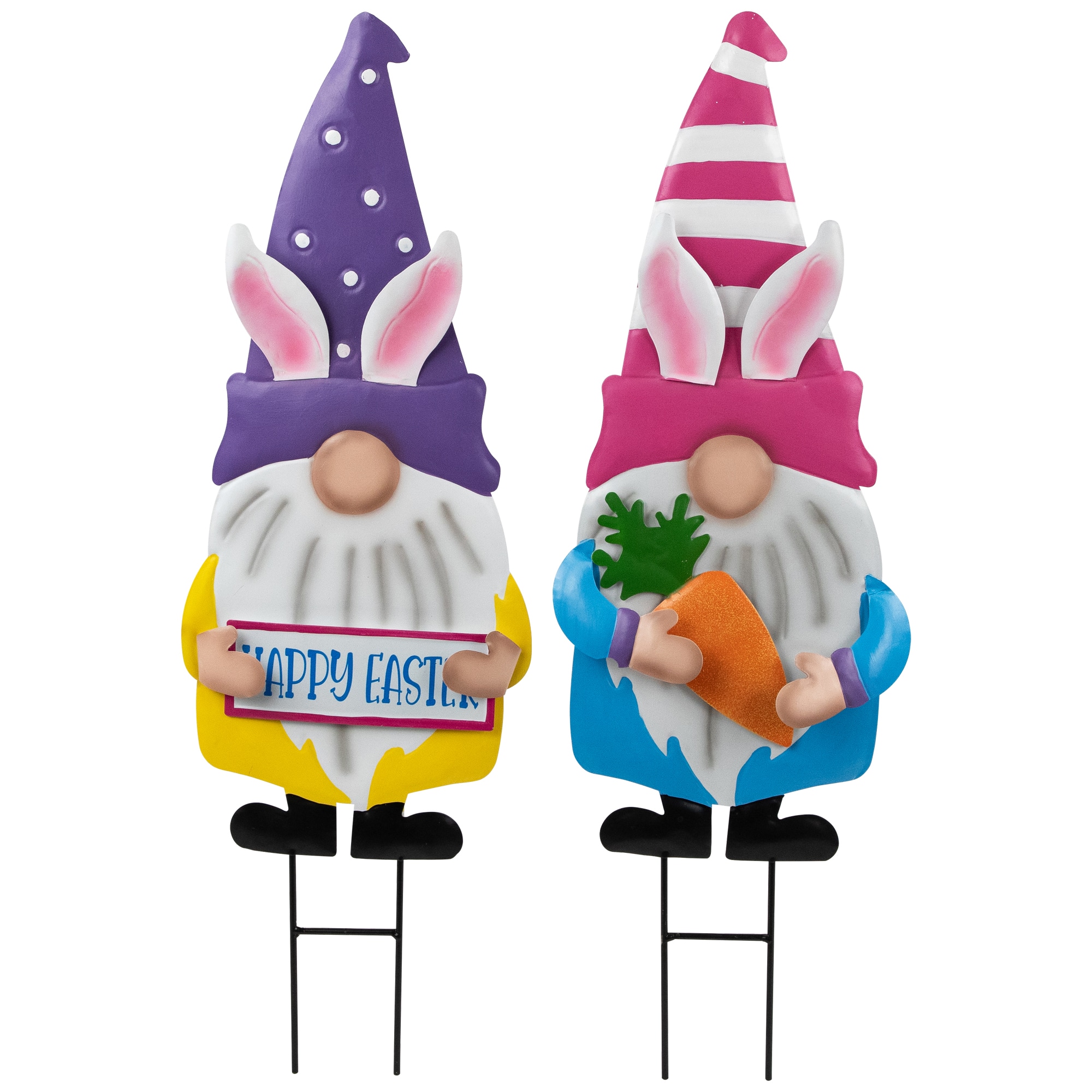 27" Gnomes with Bunny Ears Easter Outdoor Garden Stakes, 2ct.