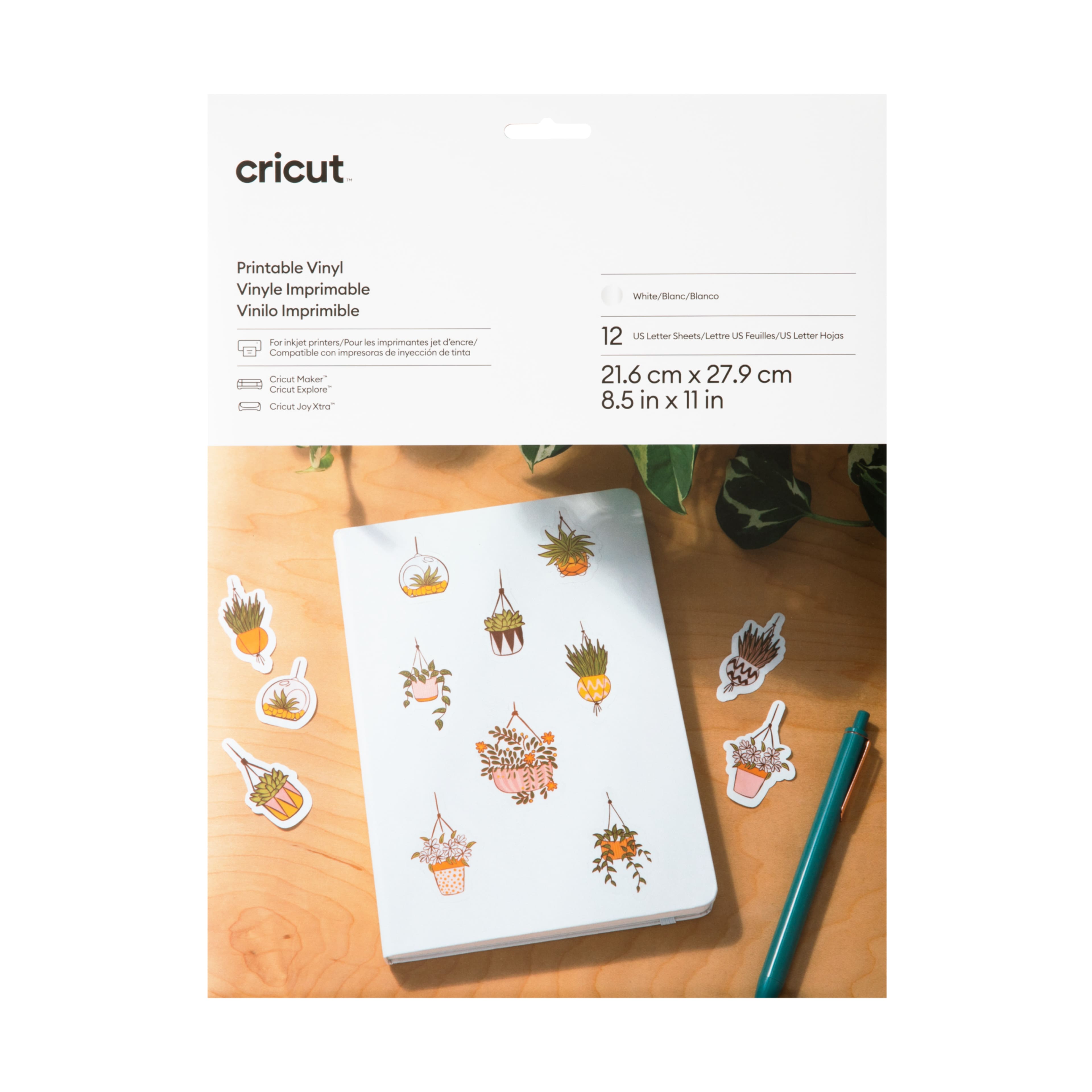 Cricut® White US Letter Printable Vinyl, 12ct.