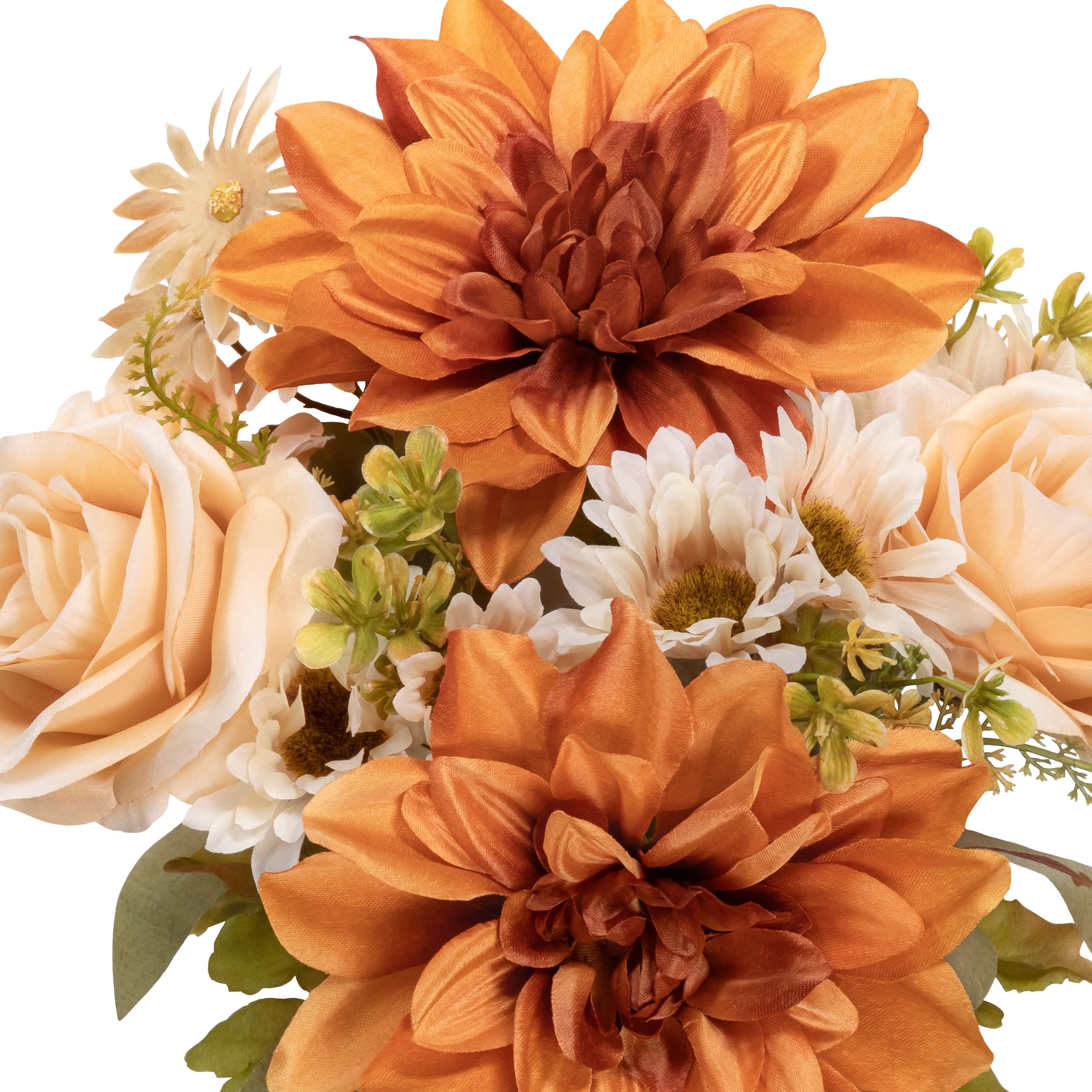 15&#x22; Toast Brown &#x26; Cream White Dahlia &#x26; Rose Mixed Bush by Ashland&#xAE;
