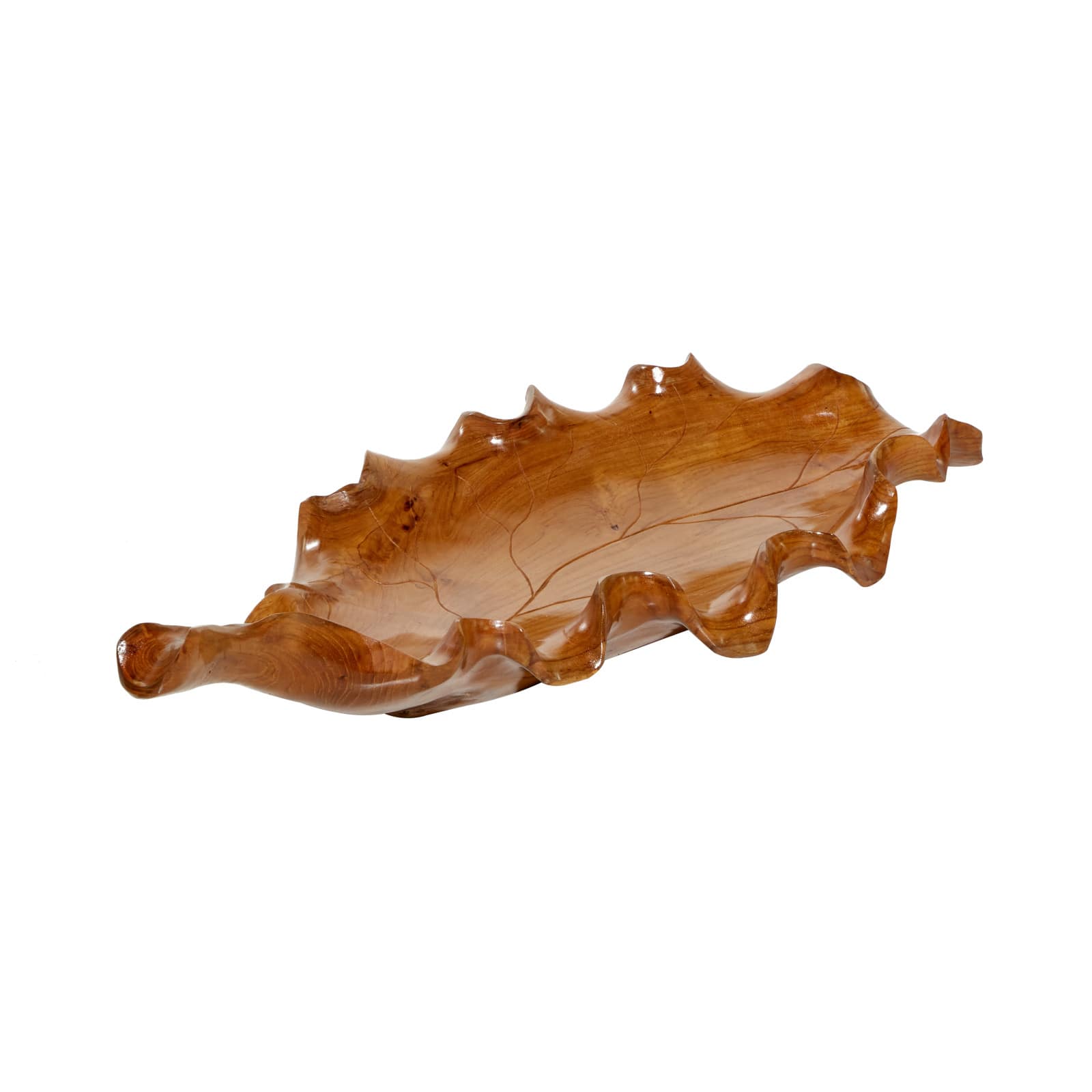 Brown Leaf Teak Wood Rustic Tray