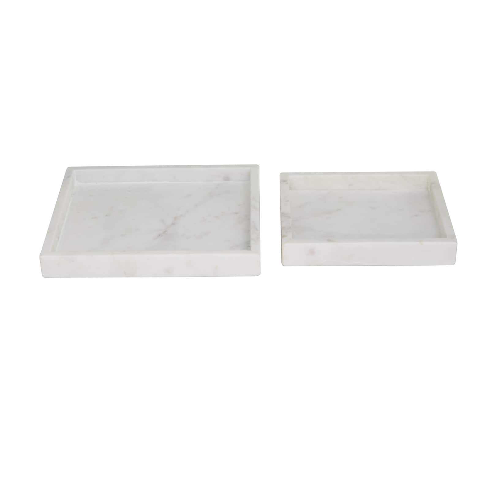 Modern Marble Tray with Raised Border Set