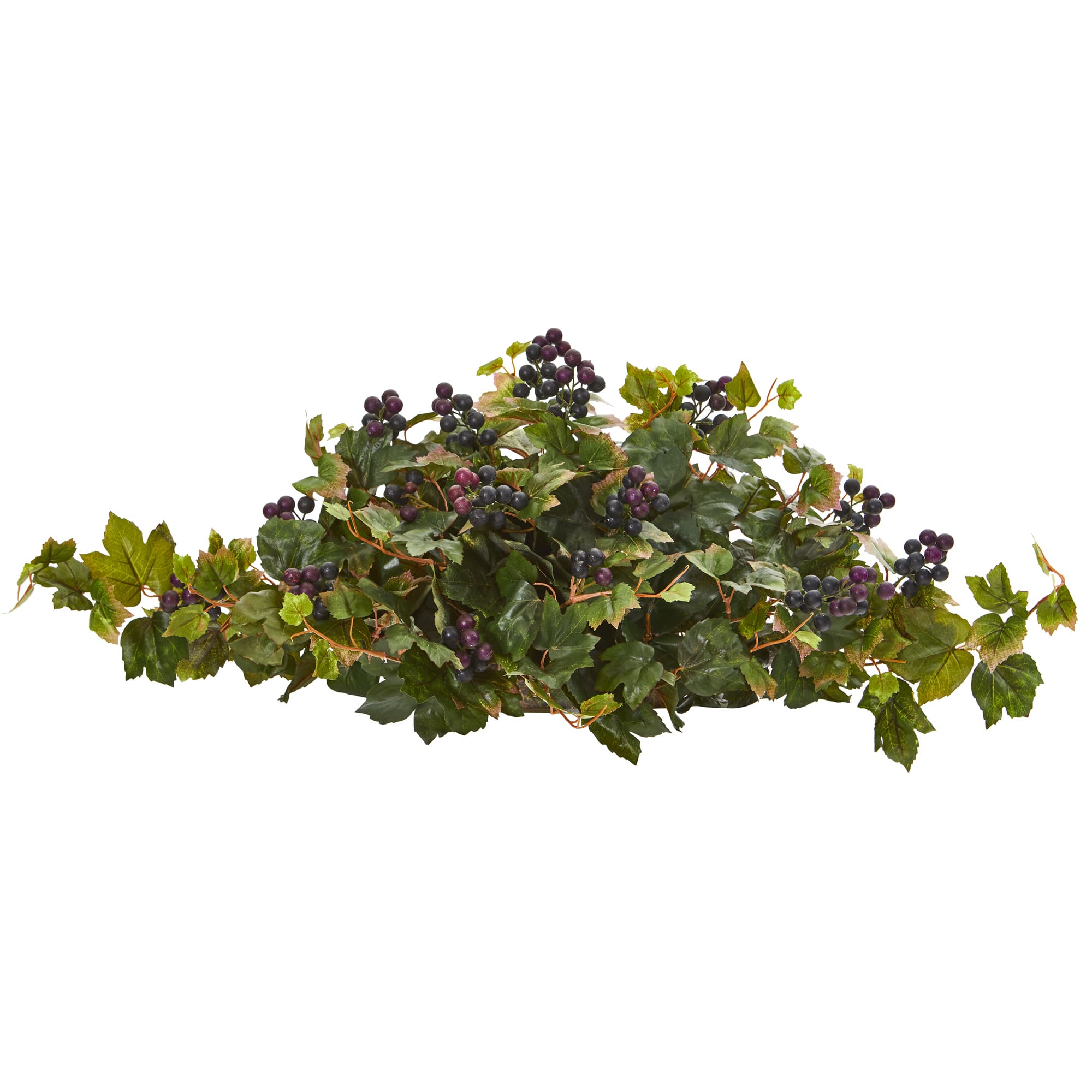 33&#x22; Purple &#x26; Green Grape Leaf Artificial Ledge Plant