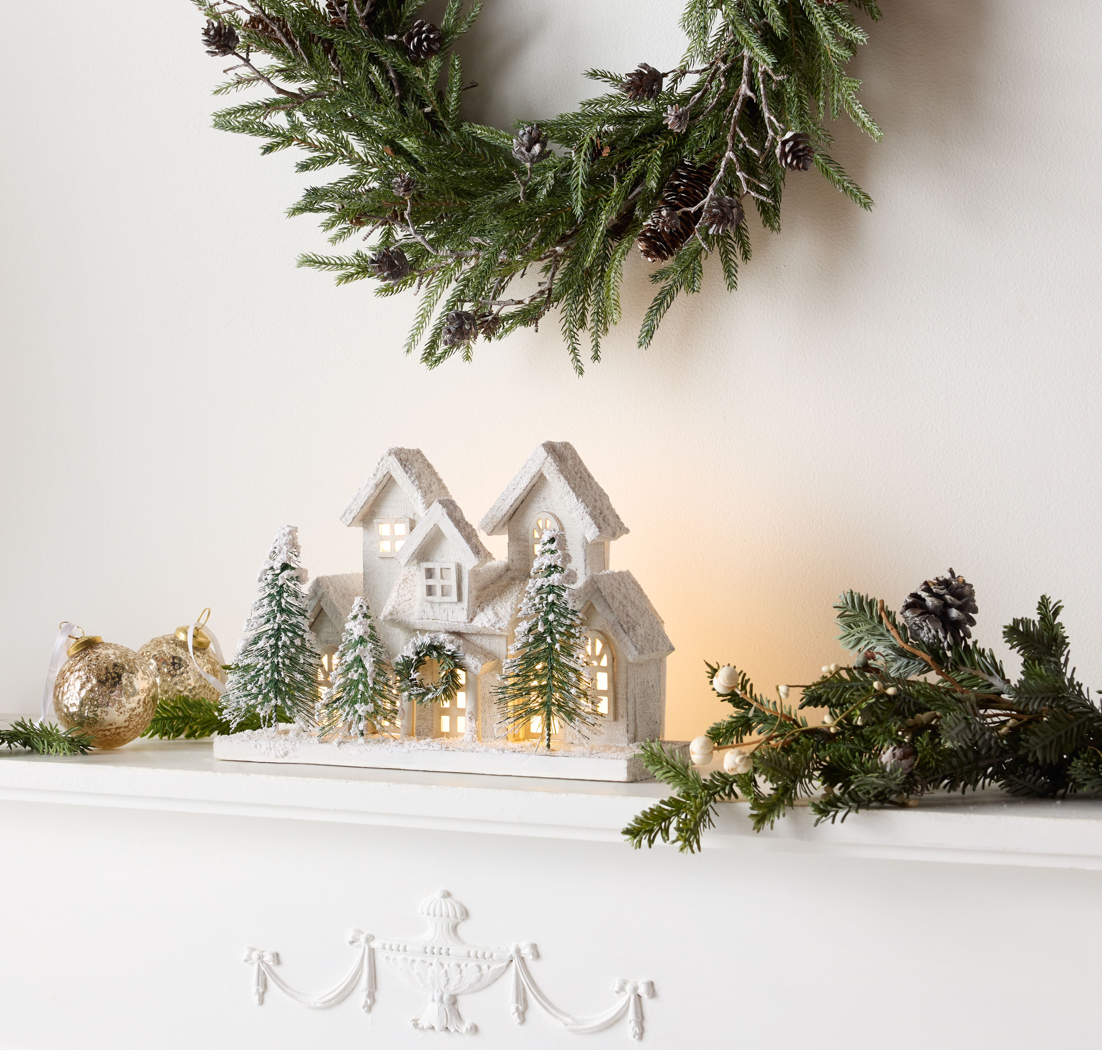 12.5&#x22; LED Flocked Holiday Village Display