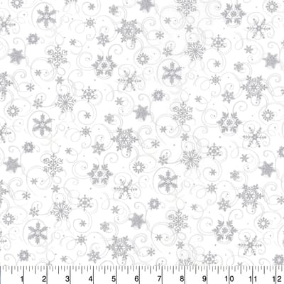 Fabric Traditions Christmas First Snowfall White Glitter Cotton Fabric ...