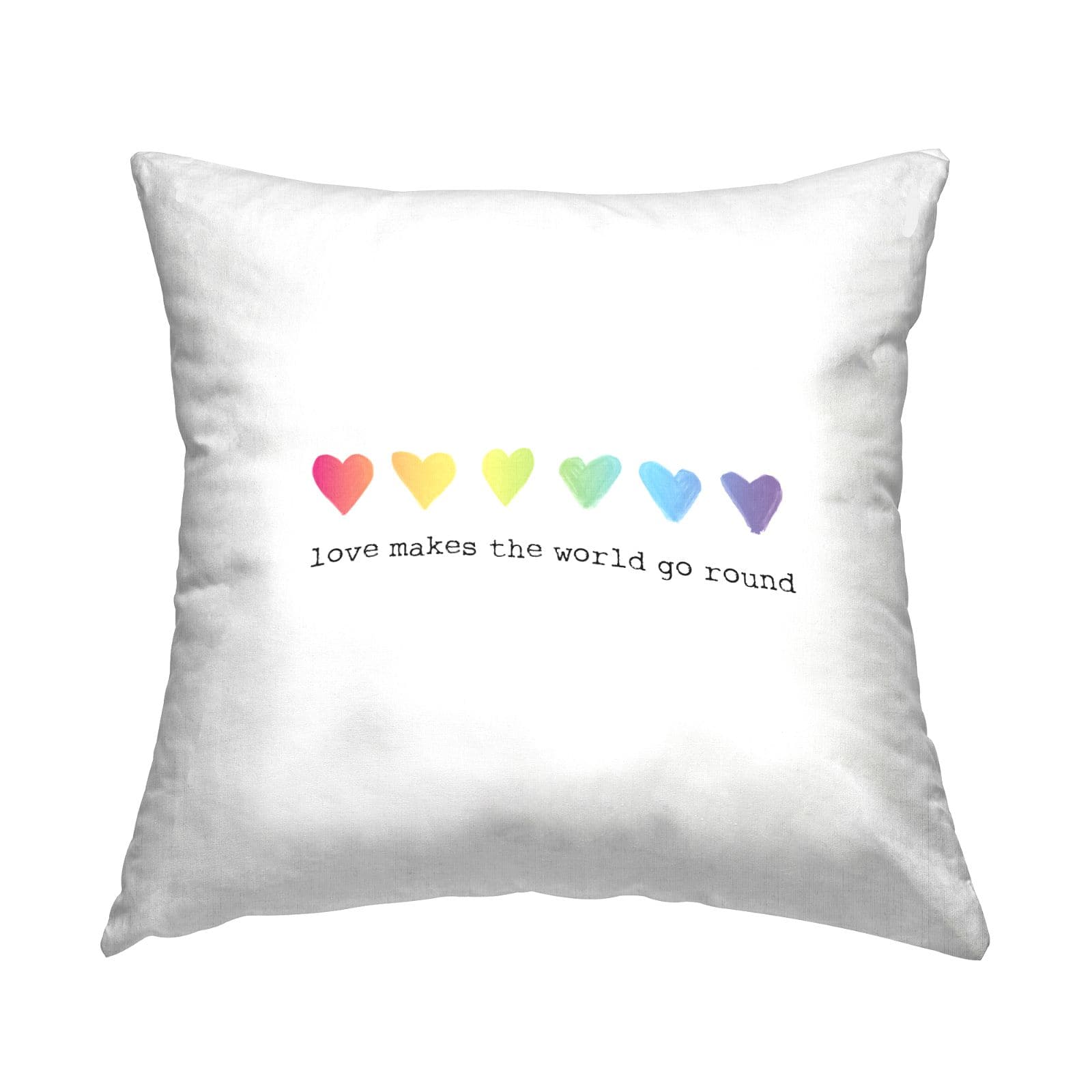 Stupell Industries Love Makes World Go Round Rainbow Heart Ombre Throw Pillow 18" x 18"