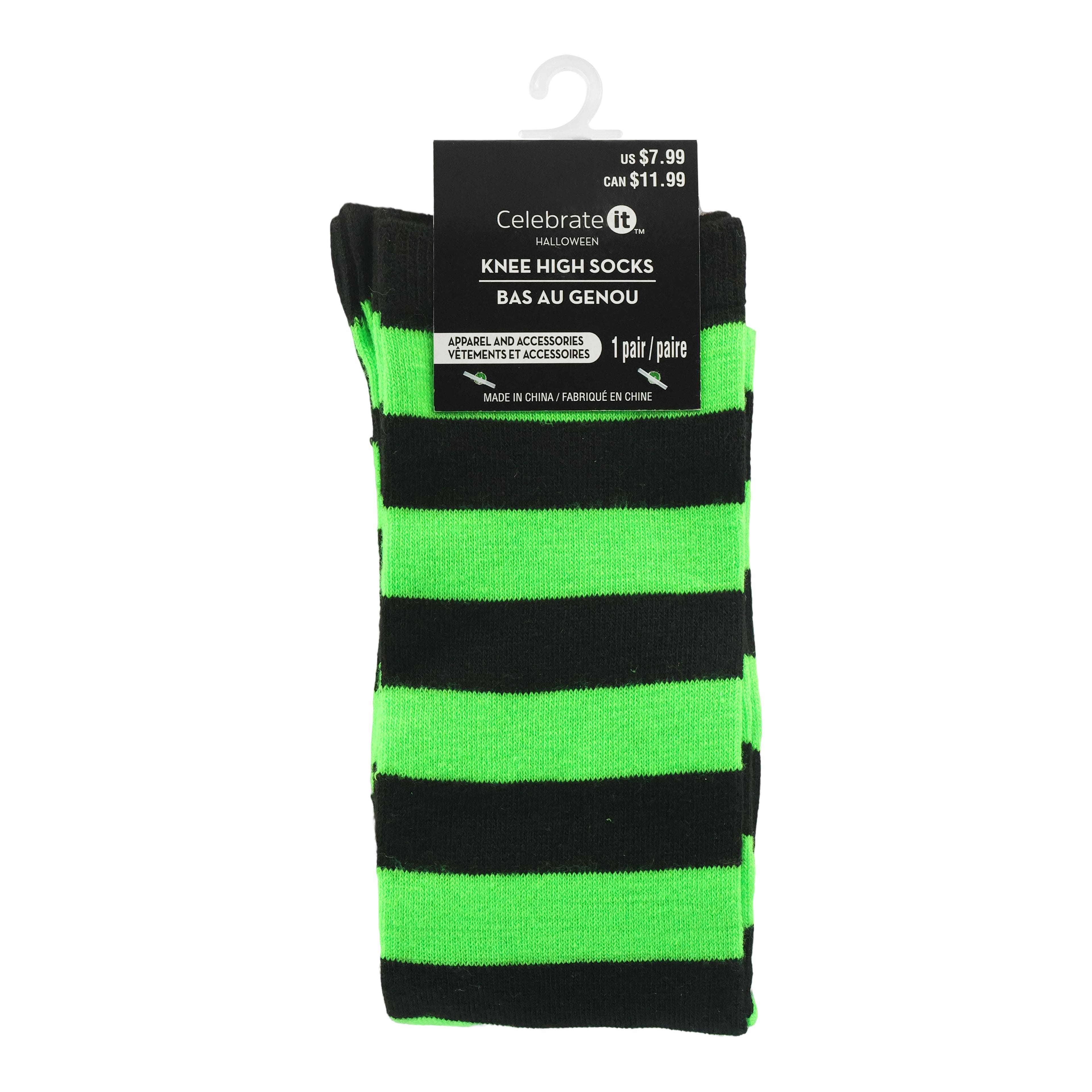 Green &#x26; Black Striped Knee High Socks by Celebrate It&#x2122;
