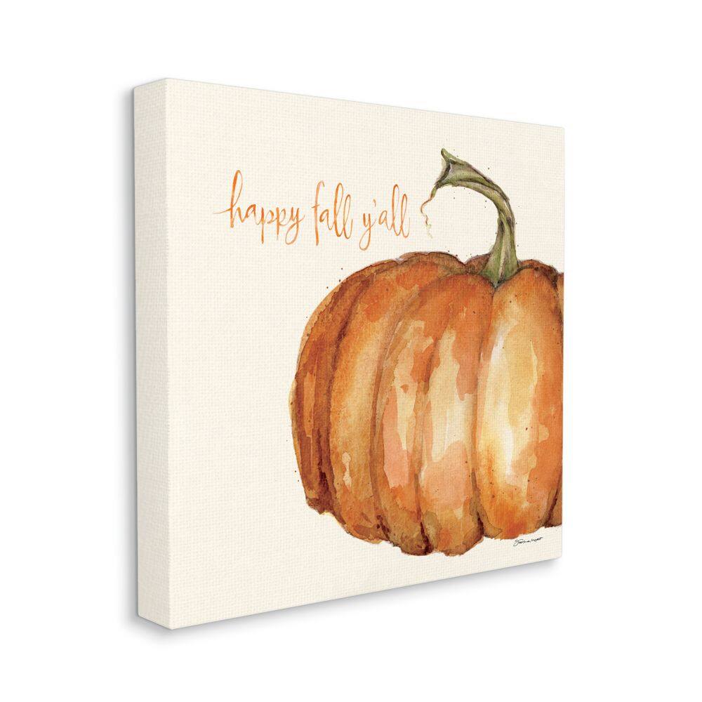 Stupell Industries Happy Fall Yall Autumn Pumpkin Seasonal Design Canvas Wall Art