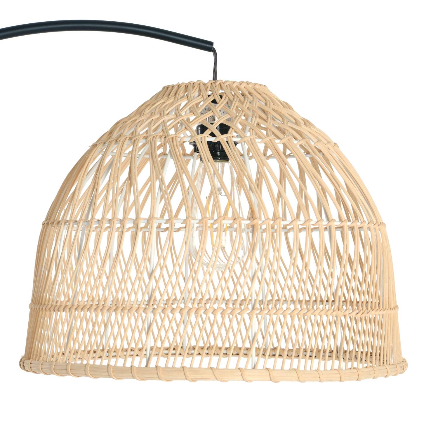 Hello Honey® Modern Boho Floor Lamp with Marble Base & Rattan Shade