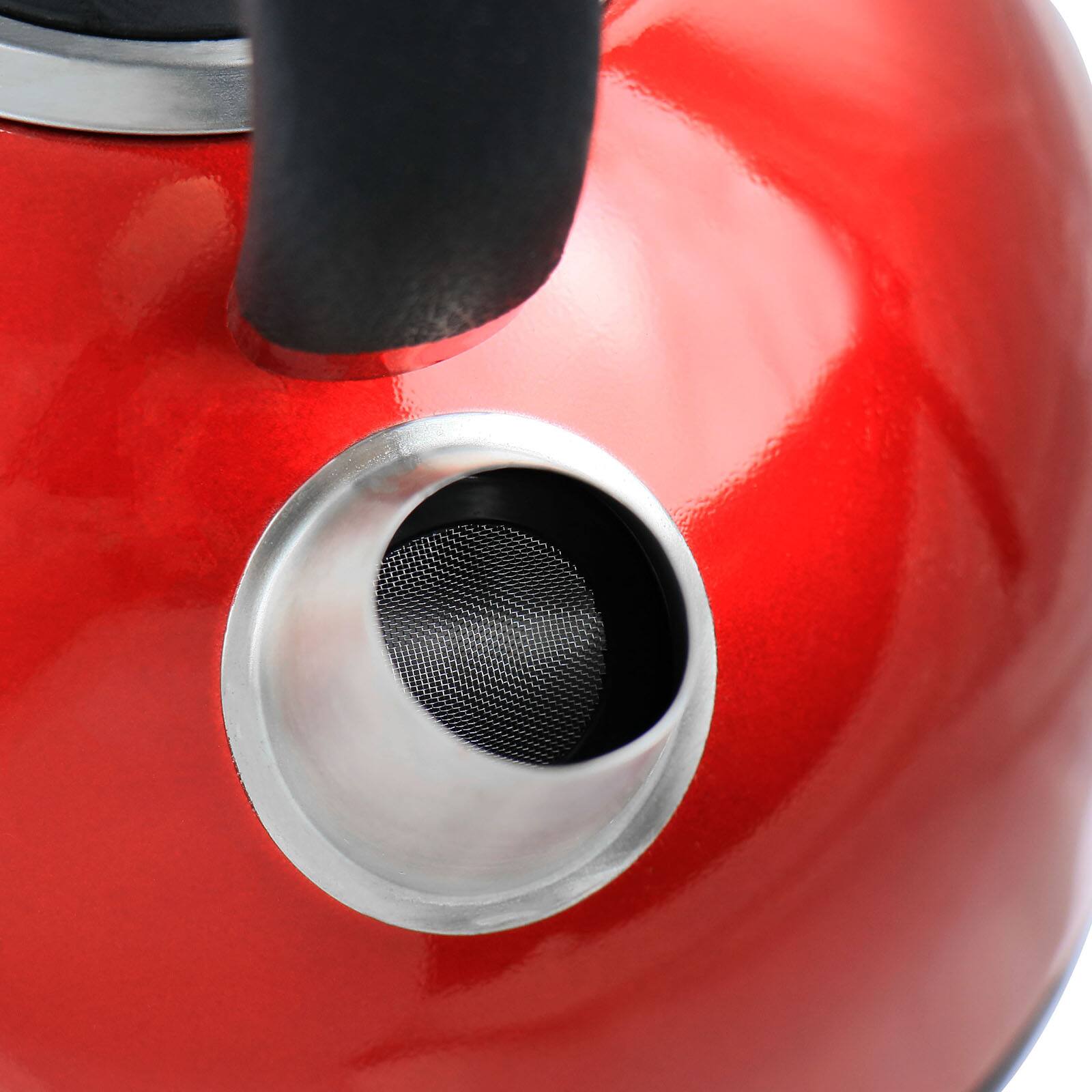 MegaChef 1.7L Red Cordless Half Round Electric Stainless Steel Tea Kettle