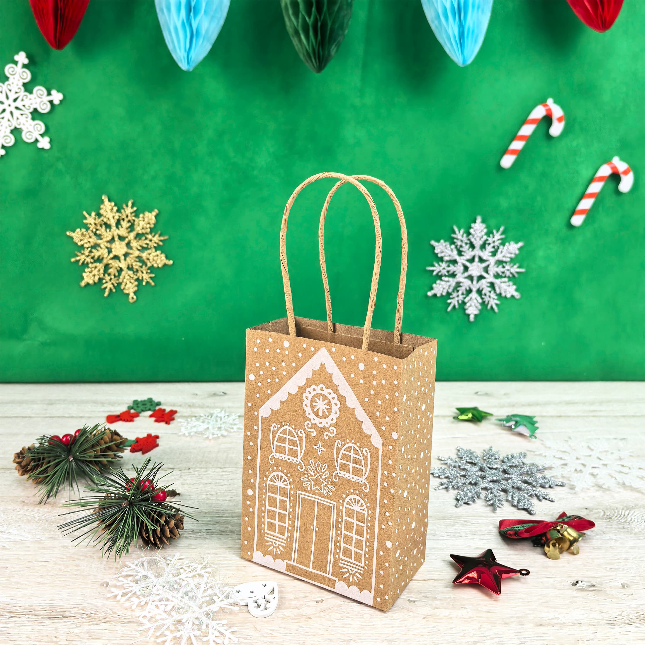 Mini Gingerbread House Kraft Gift Bags, 6ct. by Celebrate It™