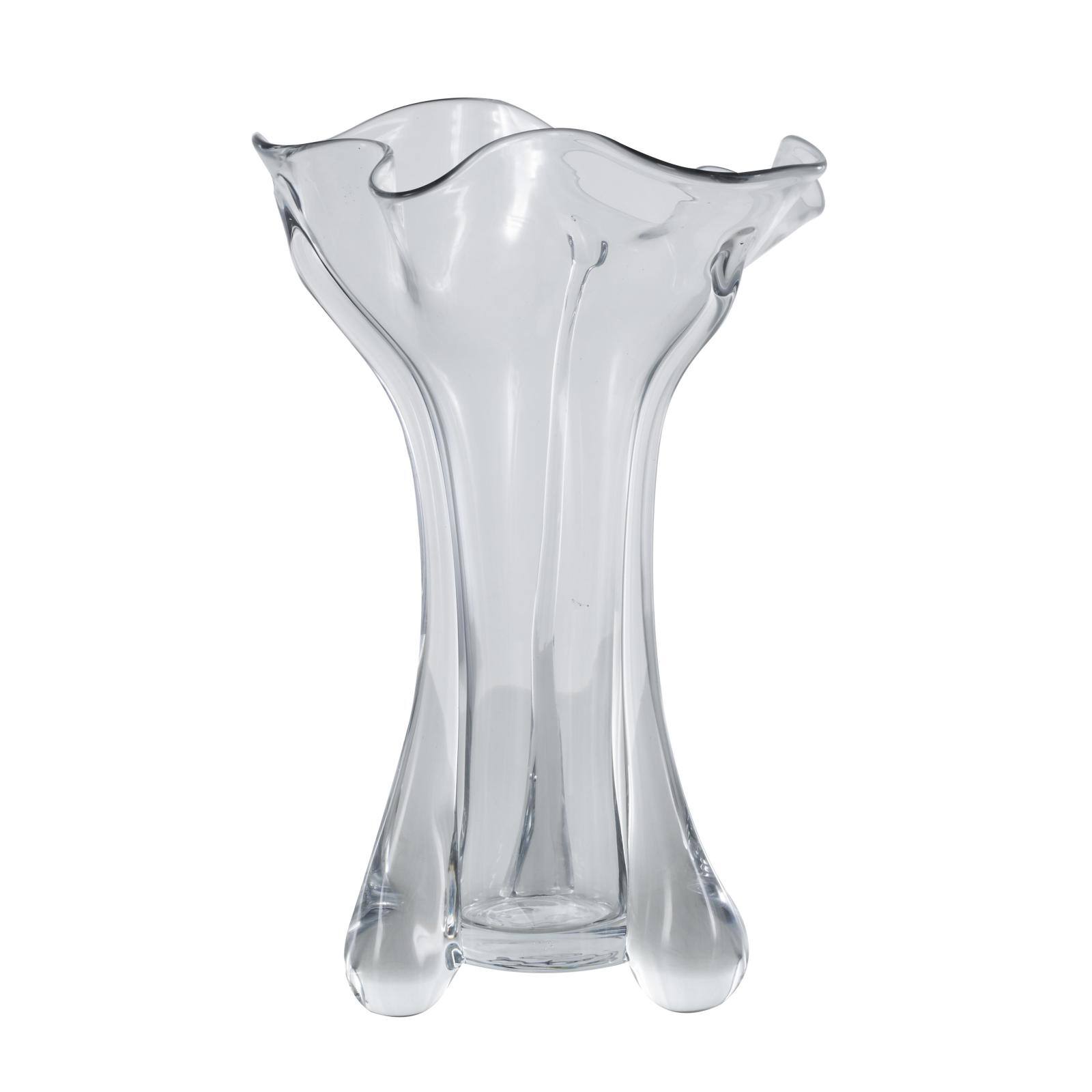 Clear Abstract Fluted Tulip Glass Vase