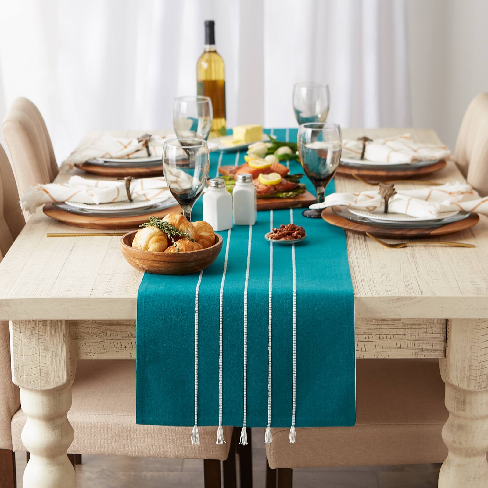 DII&#xAE; 72&#x22; Striped Tassel Table Runner
