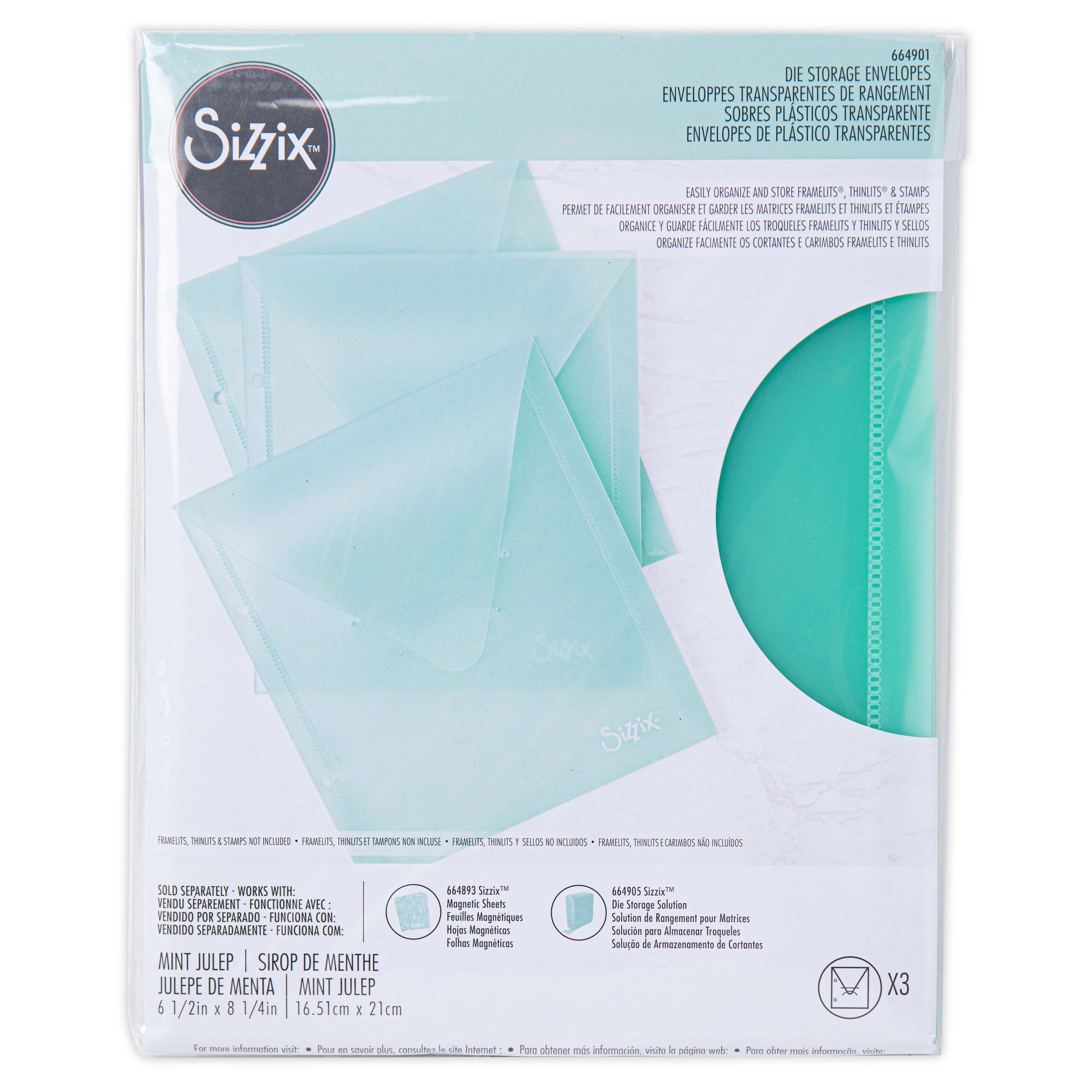 Sizzix™ Mint Julep Plastic Storage Envelopes, 3ct. | Michaels
