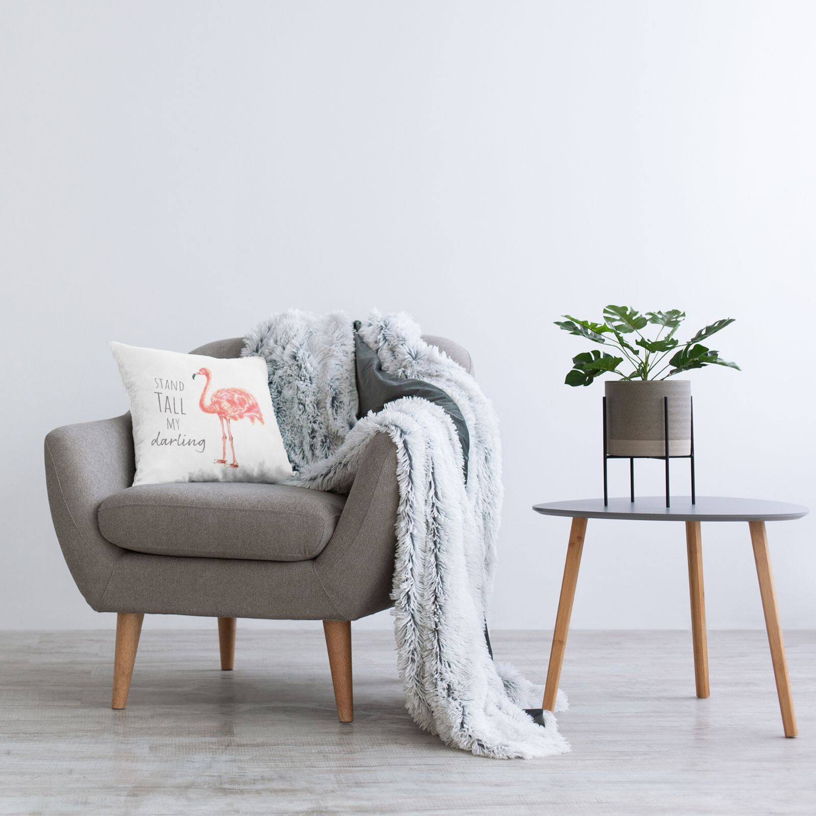 Stupell Industries Stand Tall My Darling Motivational Phrase Pink Flamingo Throw Pillow 18" x 18"