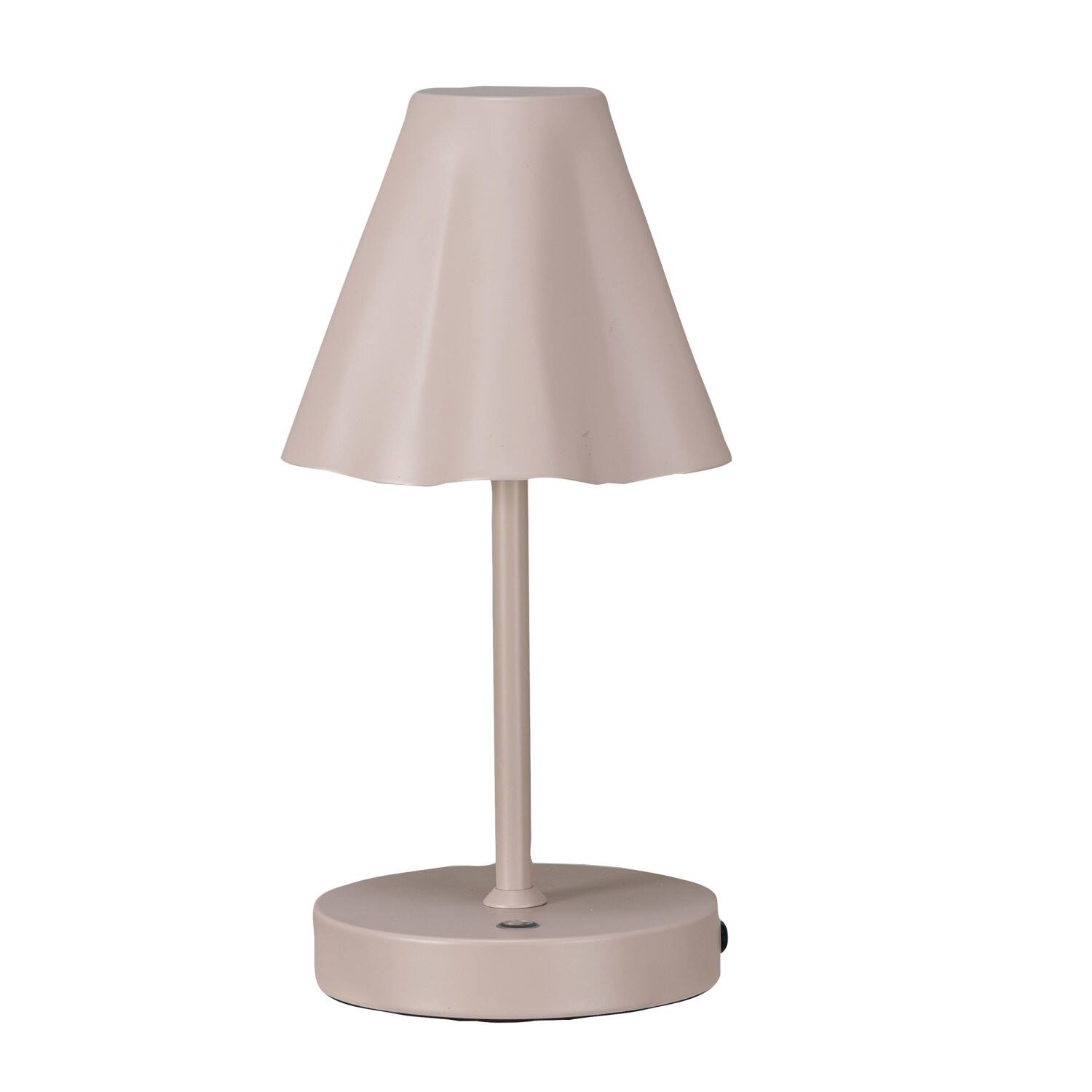 11&#x22; Tan Round Metal LED Rechargeable Table Lamp