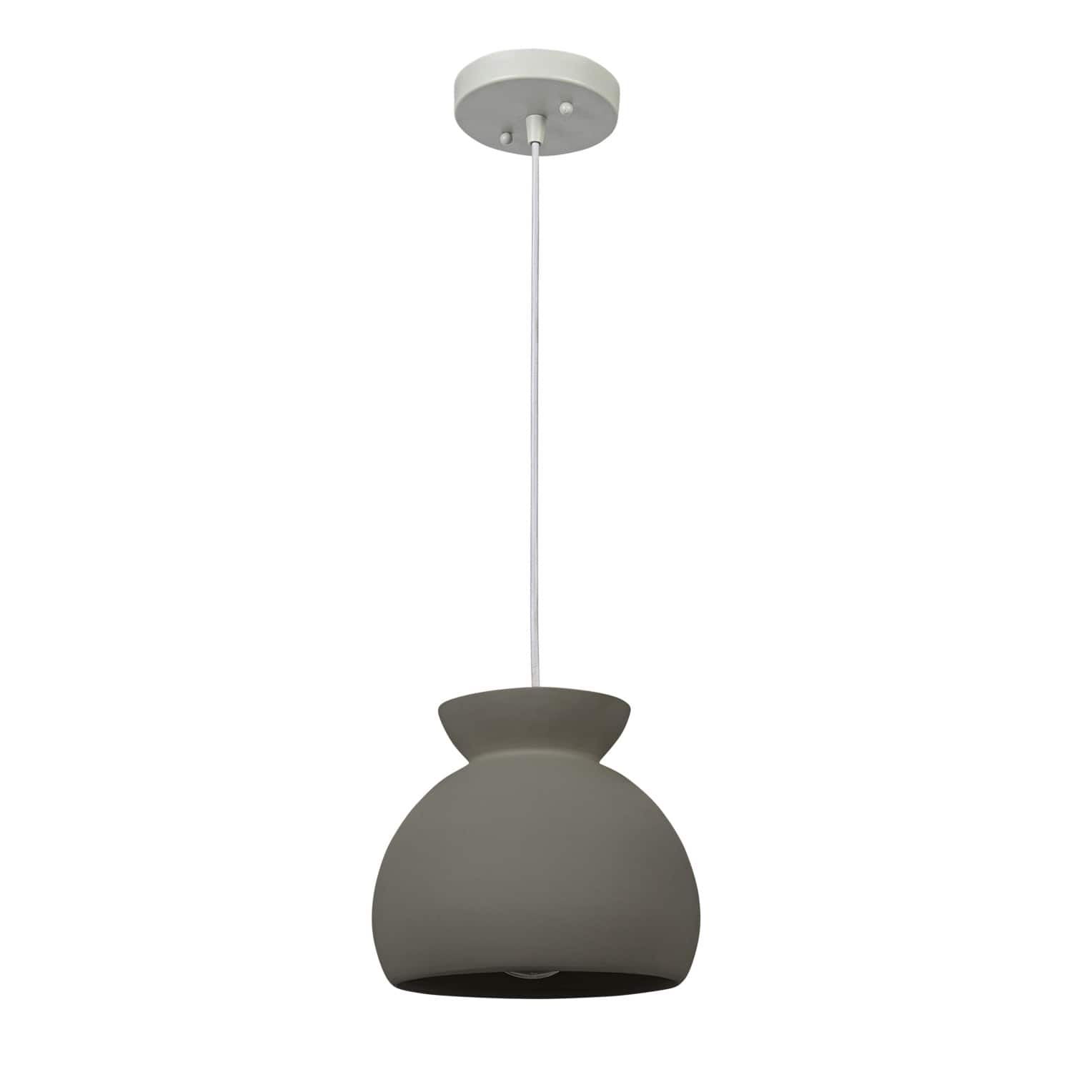 Hello Honey® Sienna Matte Charcoal Boho Ceramic Ceiling Light with White Fabric Cord