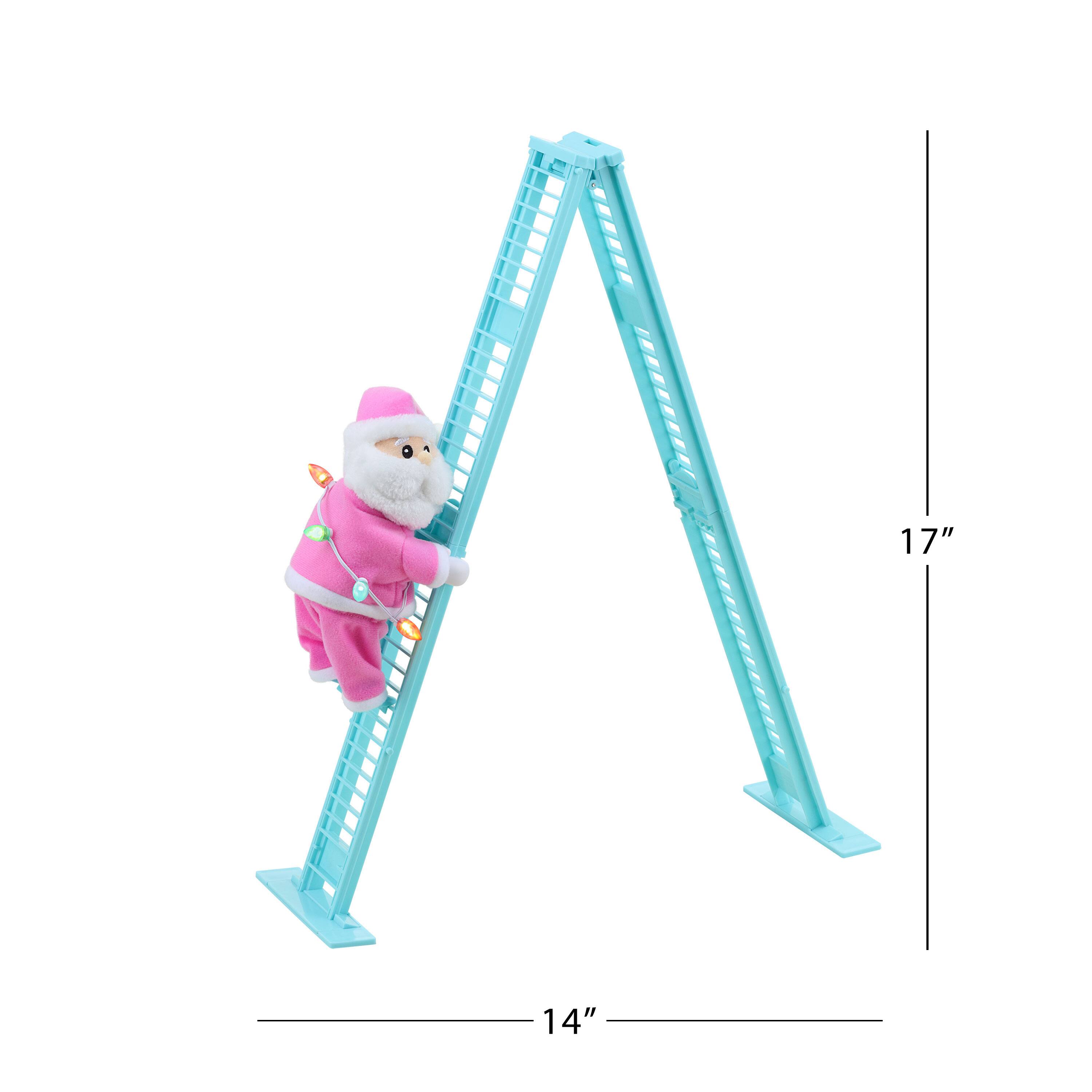 17" Animated Tabletop Pastel Climbing Santa