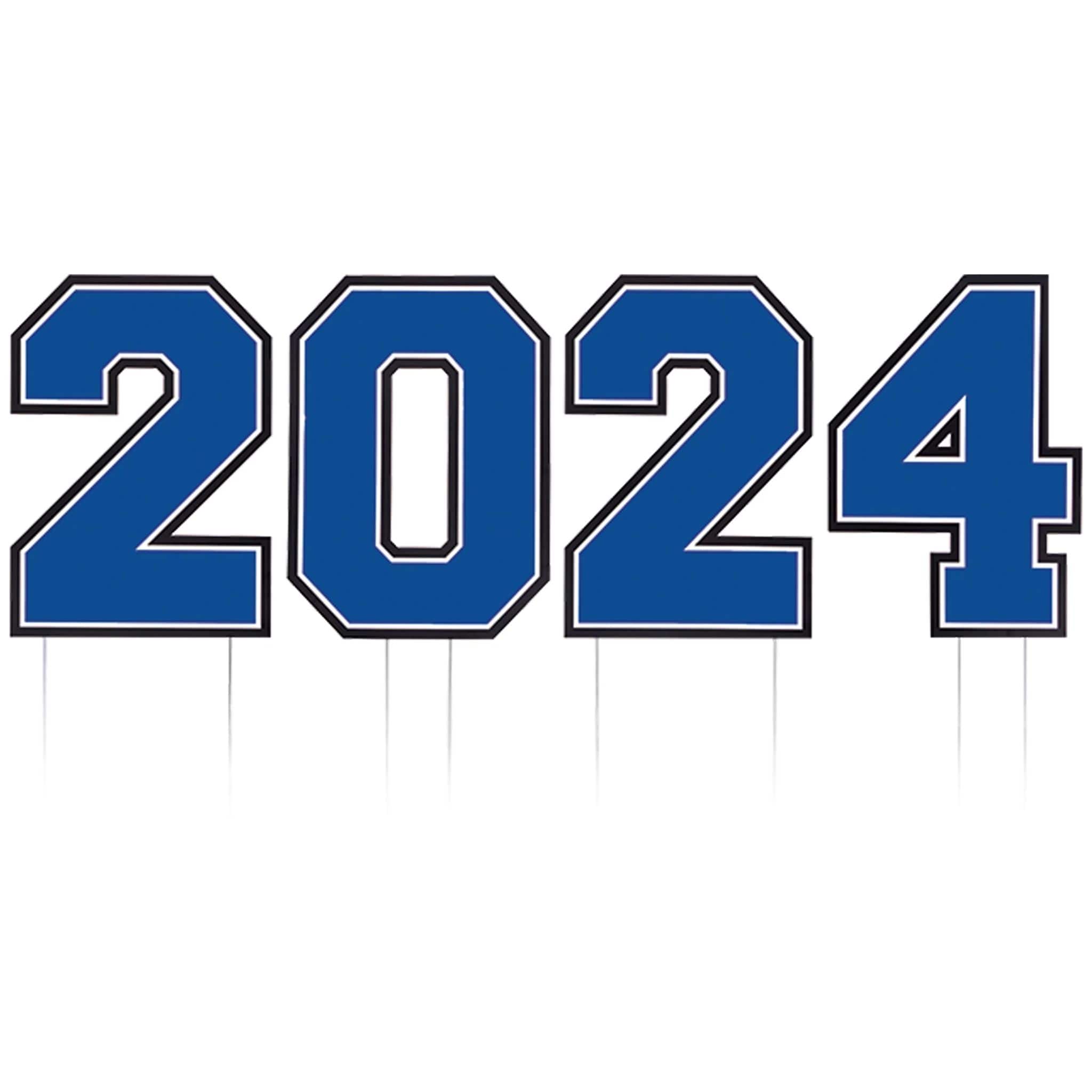 26.5&#x22; 2024 Graduation Year Corrugated Plastic Yard Sign Set