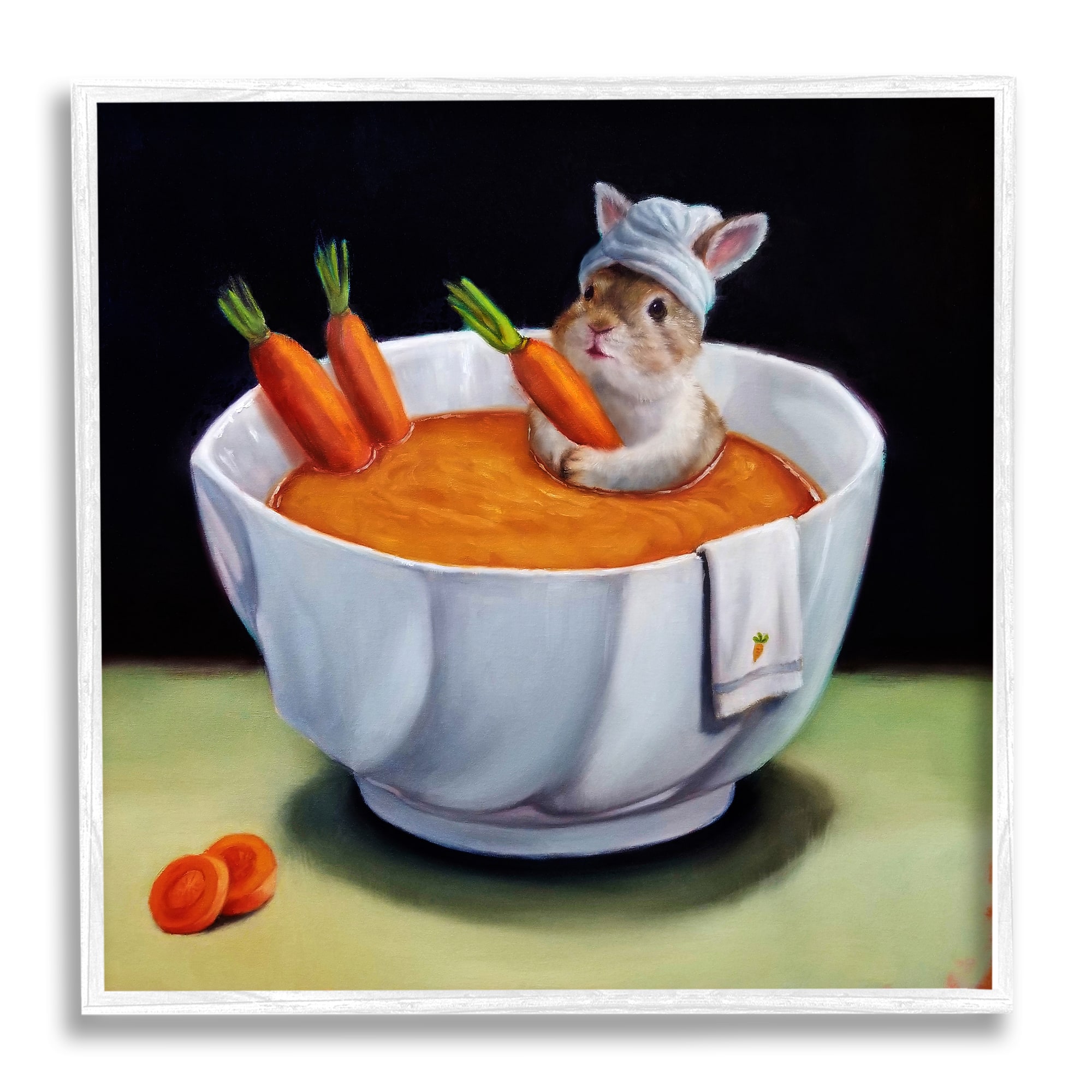 Stupell Industries Bunny Rabbit Carrot Vegetable Soup Bath Framed Giclee Art
