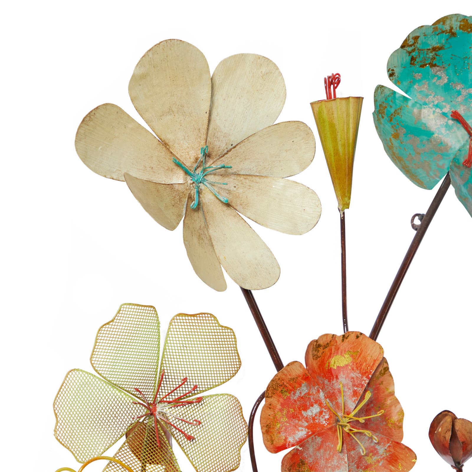 37&#x22; Multicolor Metal Eclectic Floral Wall D&#xE9;cor