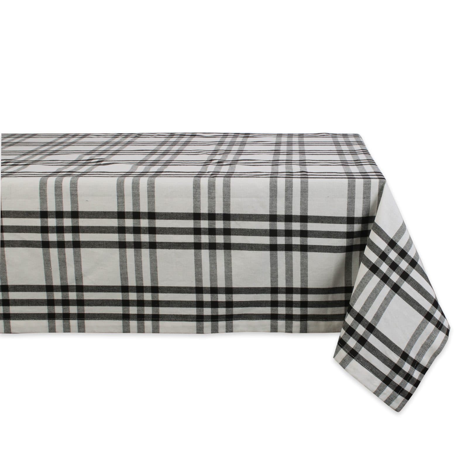 DII&#xAE; Black &#x26; White Homestead Plaid Tablecloth