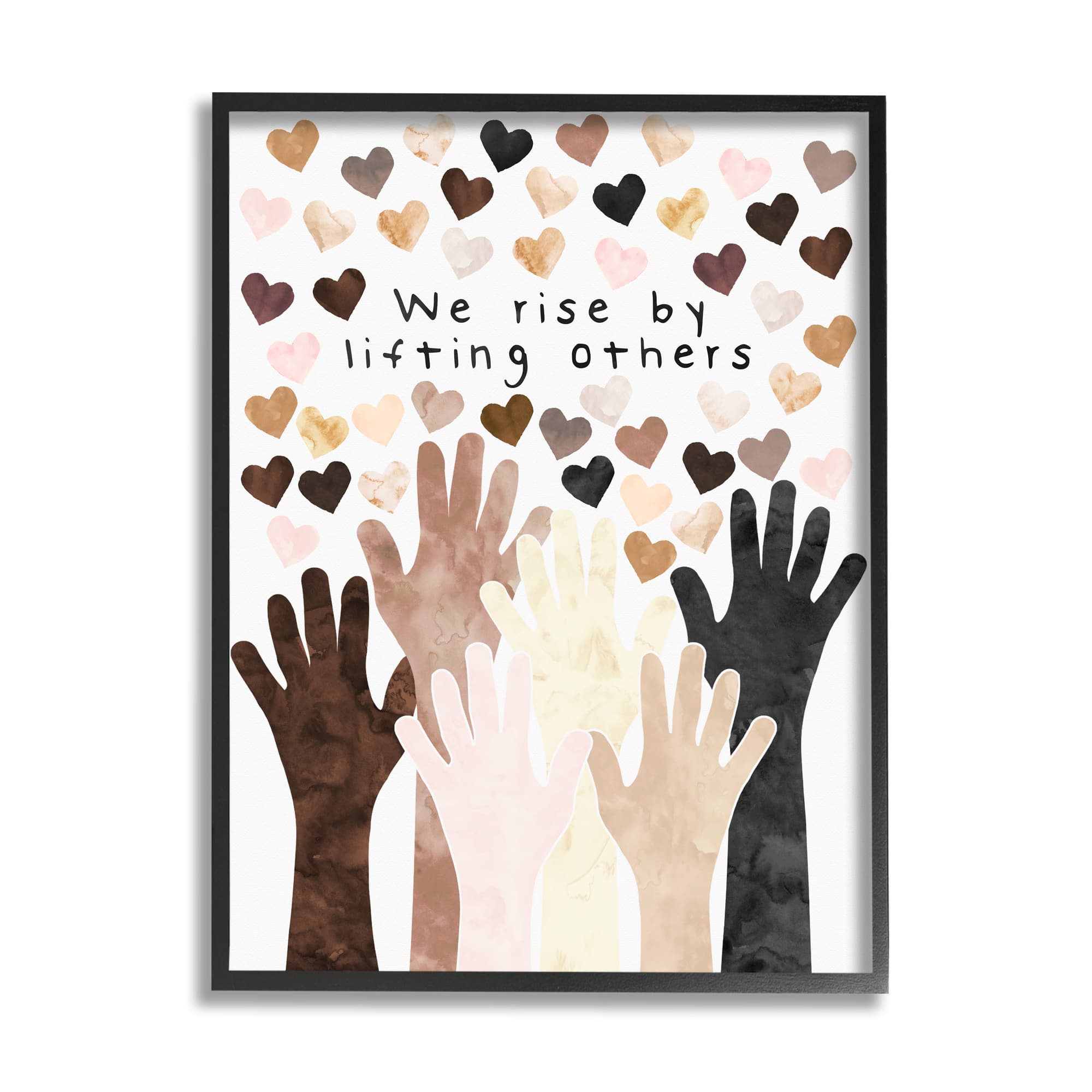 Stupell Industries We Rise by Lifting Others Quote Hands Hearts Framed Wall Art