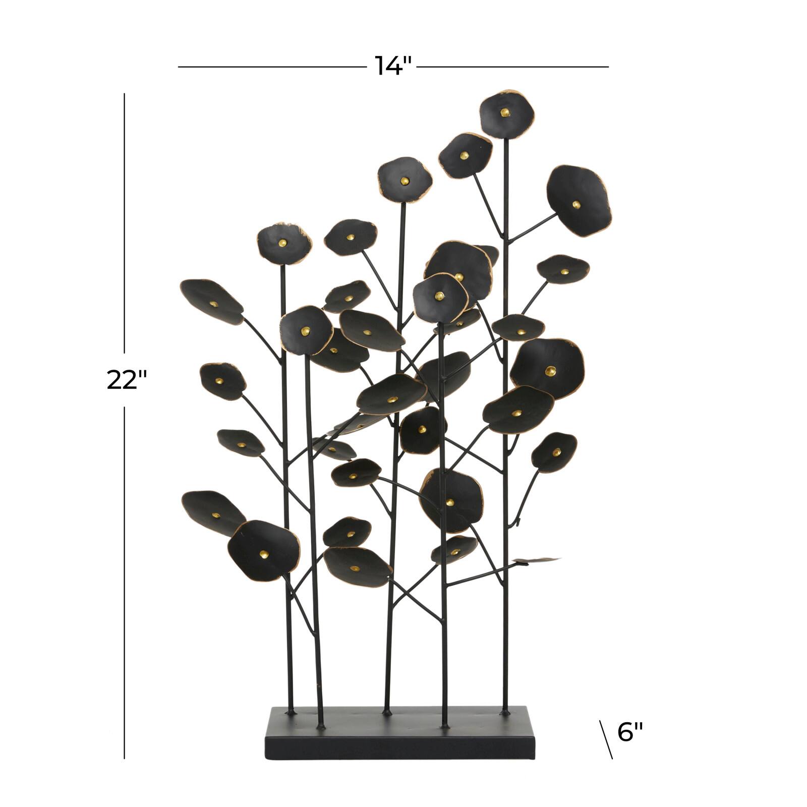 21&#x22; Black Metal Contemporary Nature Sculpture