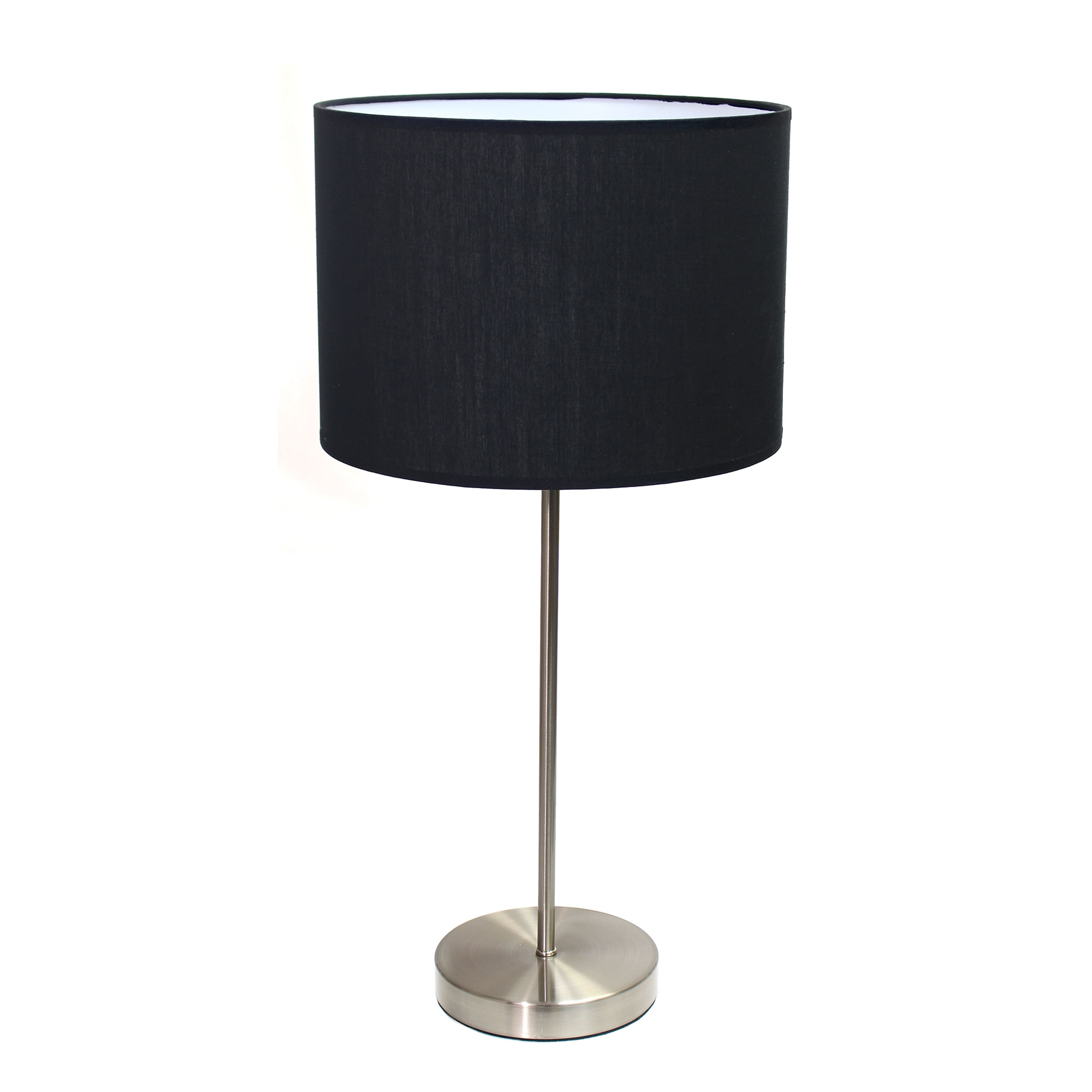 Simple Designs 23" Brushed Nickel Stick Lamp with Black Fabric Shade