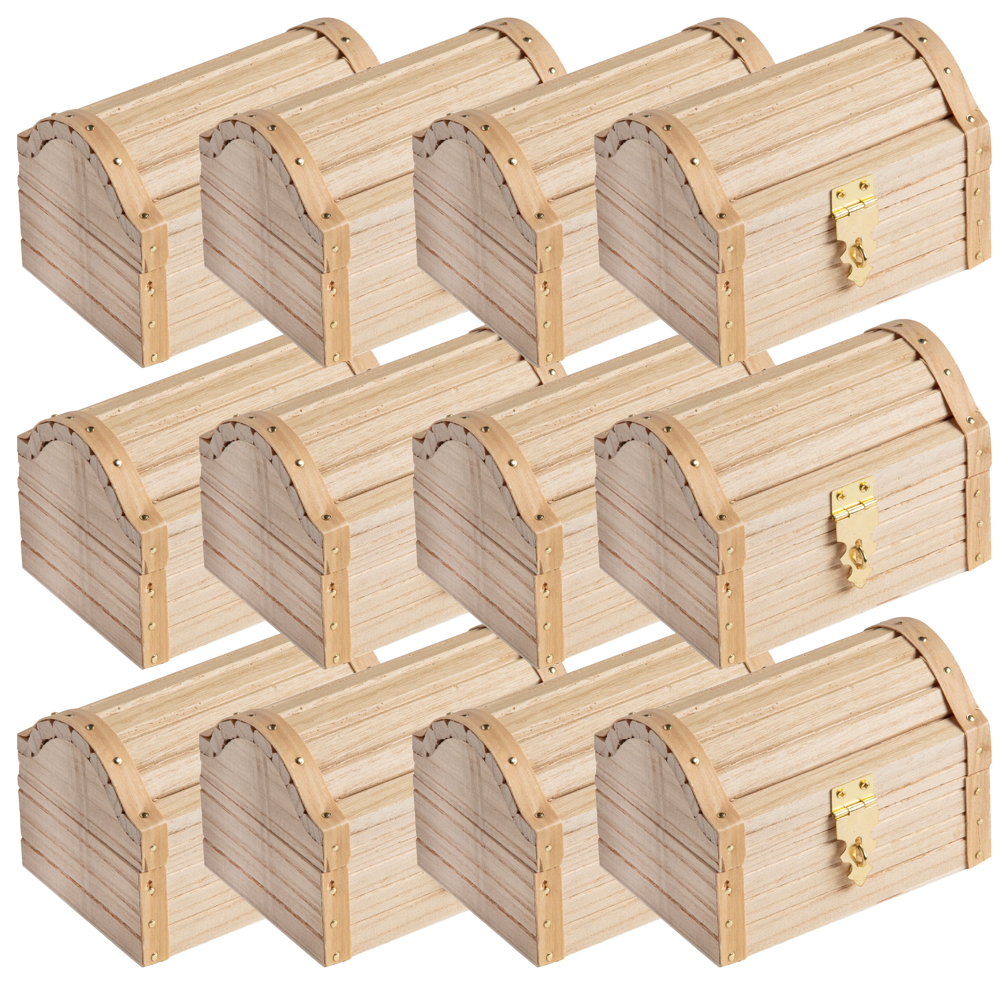 12 Pack: 5&#x22; Wood Treasure Chest by Make Market&#xAE;