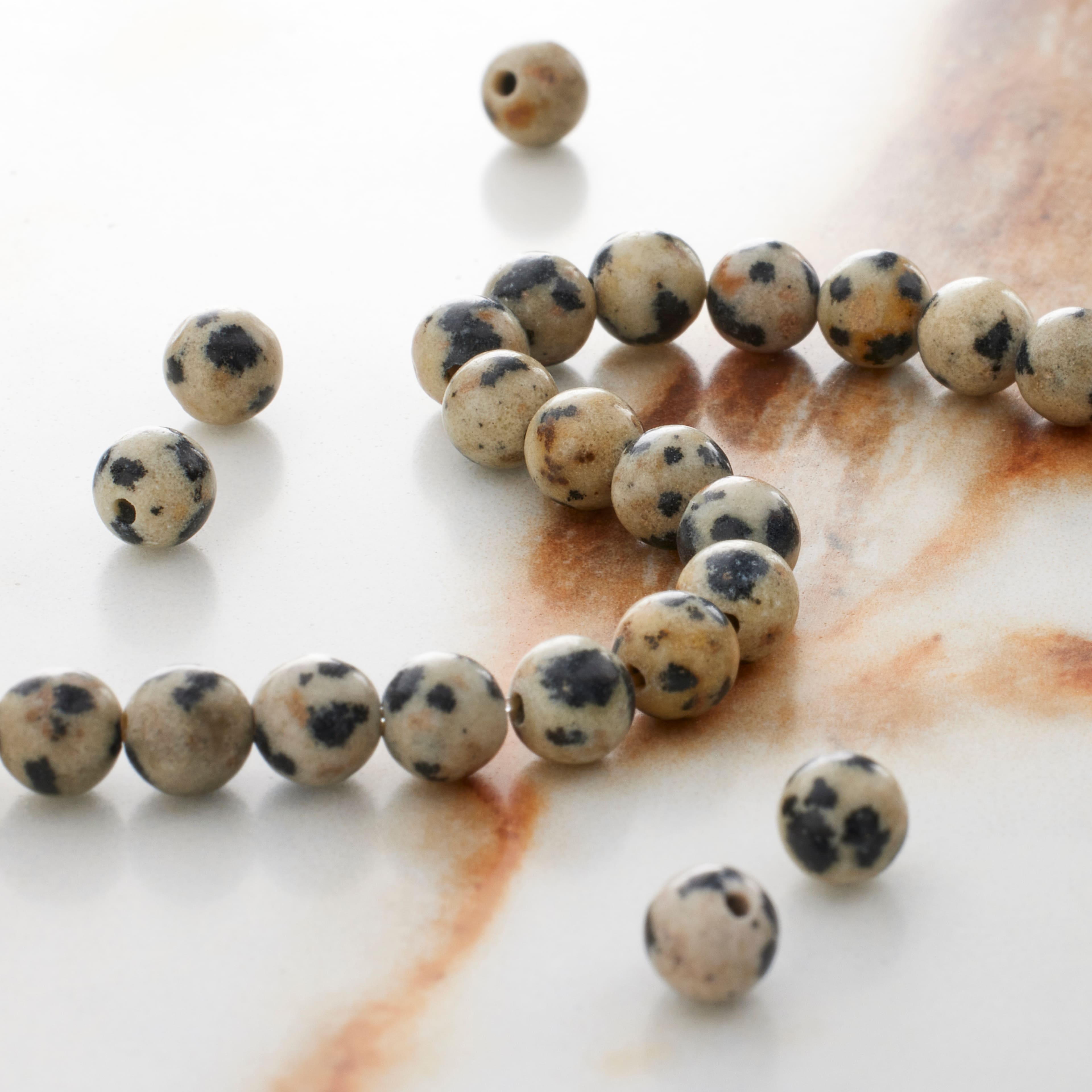Black &#x26; White Dalmatian Jasper Round Beads by Bead Landing&#x2122;