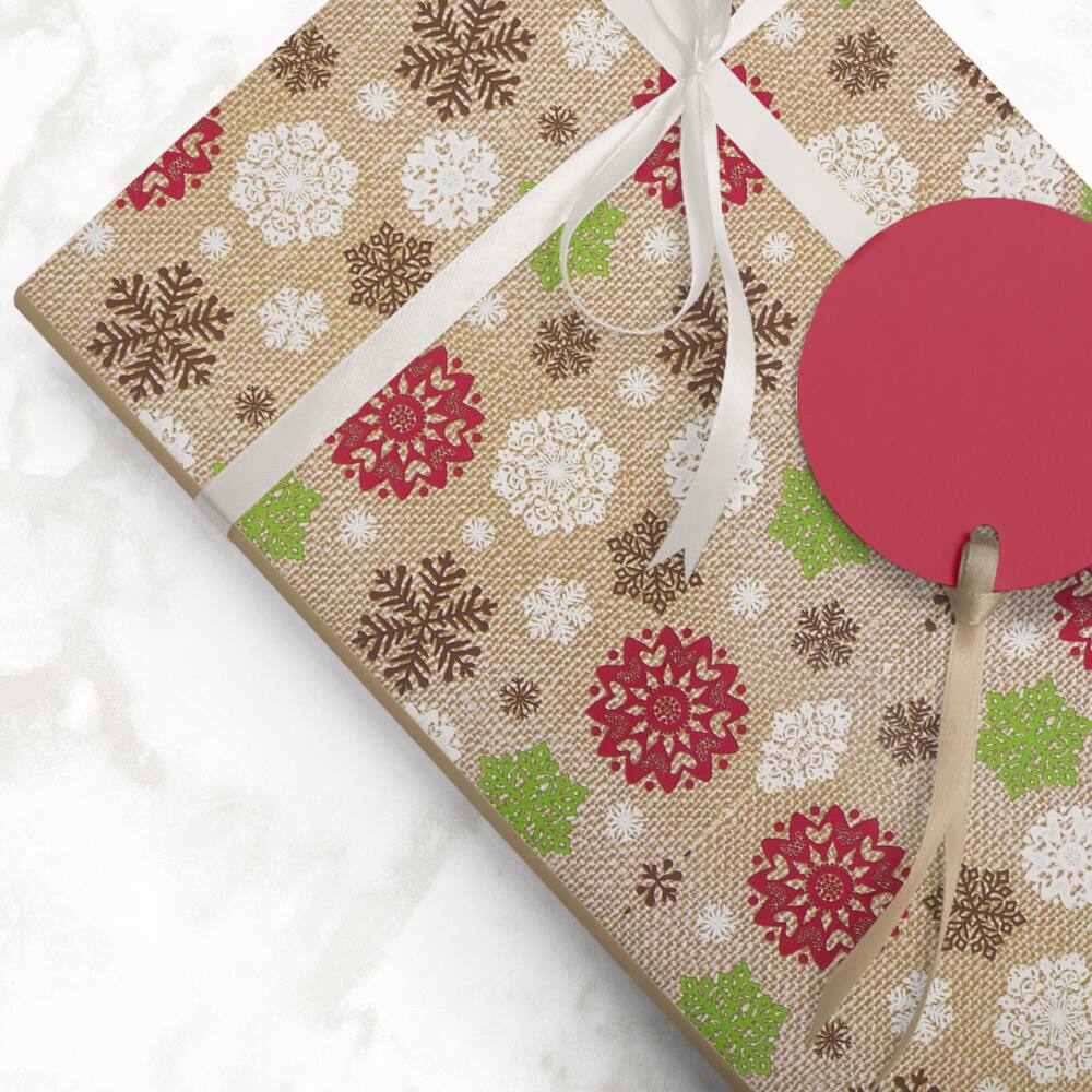 JAM Paper Rustic Brown Snowflakes Gift Wrap | Michaels