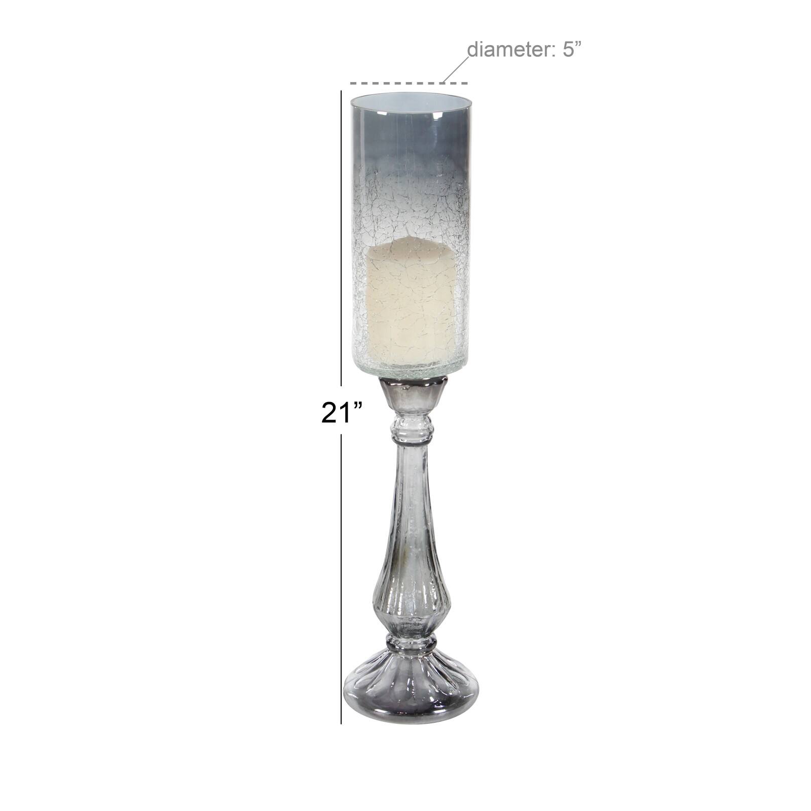 21&#x22; Black Glass Traditional Candle Holder