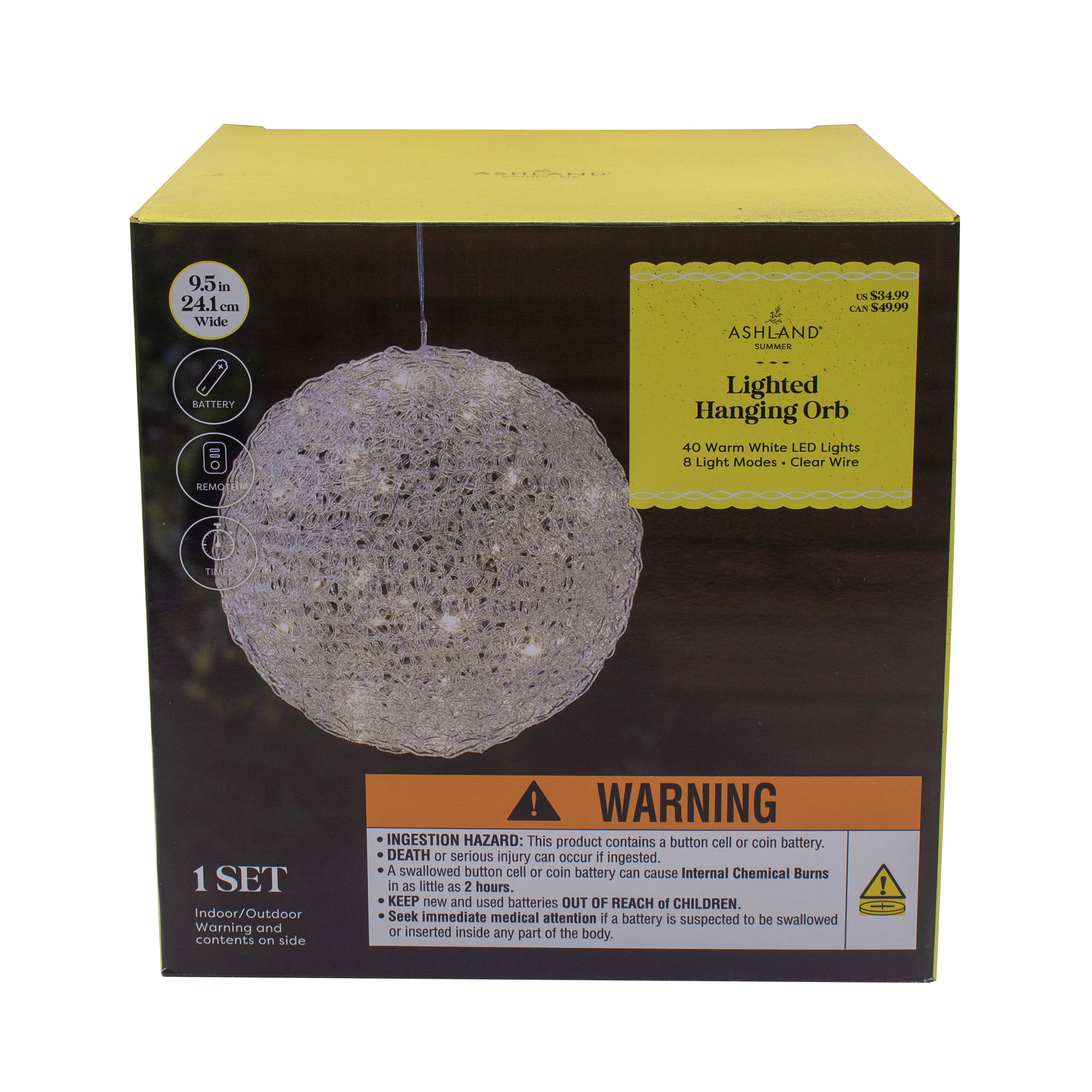9.5&#x22; Warm White LED Lighted Hanging Orb by Ashland&#xAE;