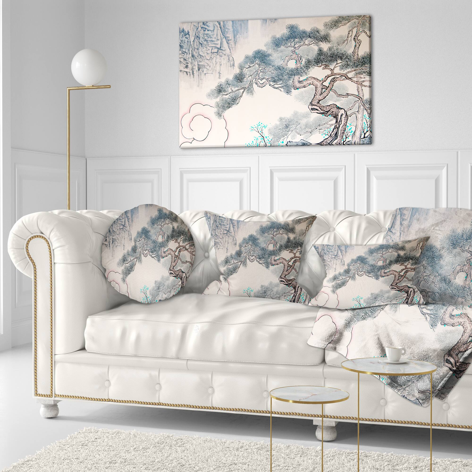 Designart - Chinese Blue Tree Art - Floral Painting Canvas