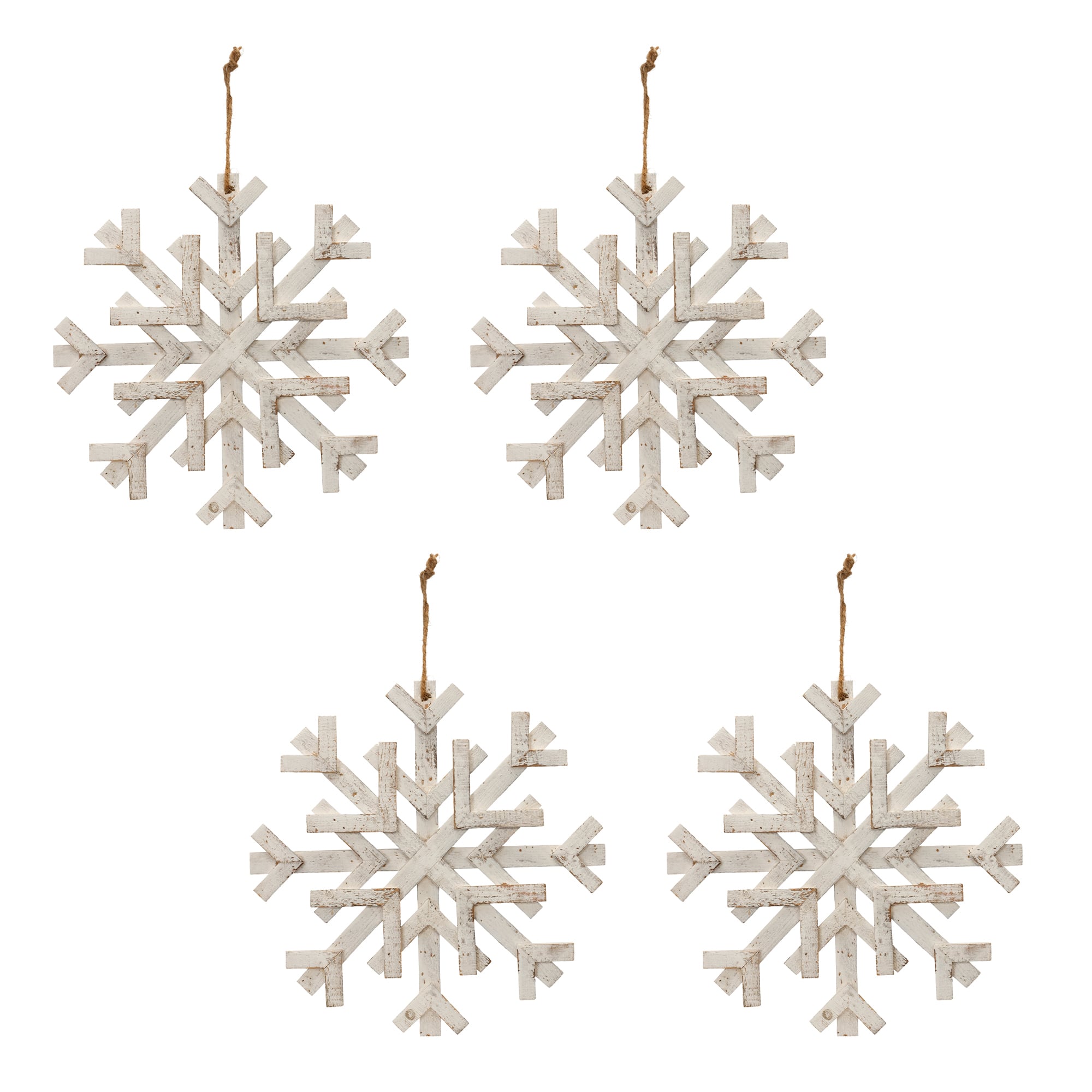 16&#x22; Distressed Fir Wood Snowflake