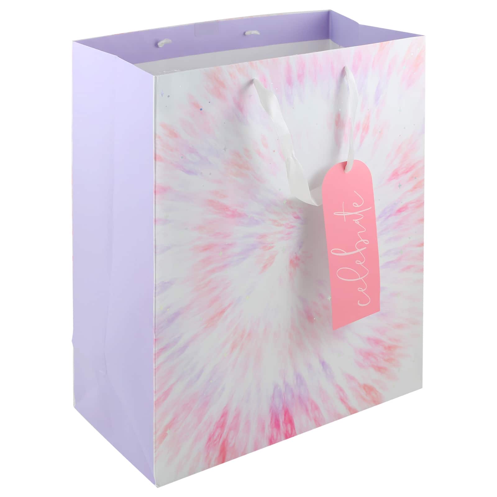 16&#x22; Pink &#x26; Lavender Tie Dye Gift Bag by Celebrate It&#x2122; 