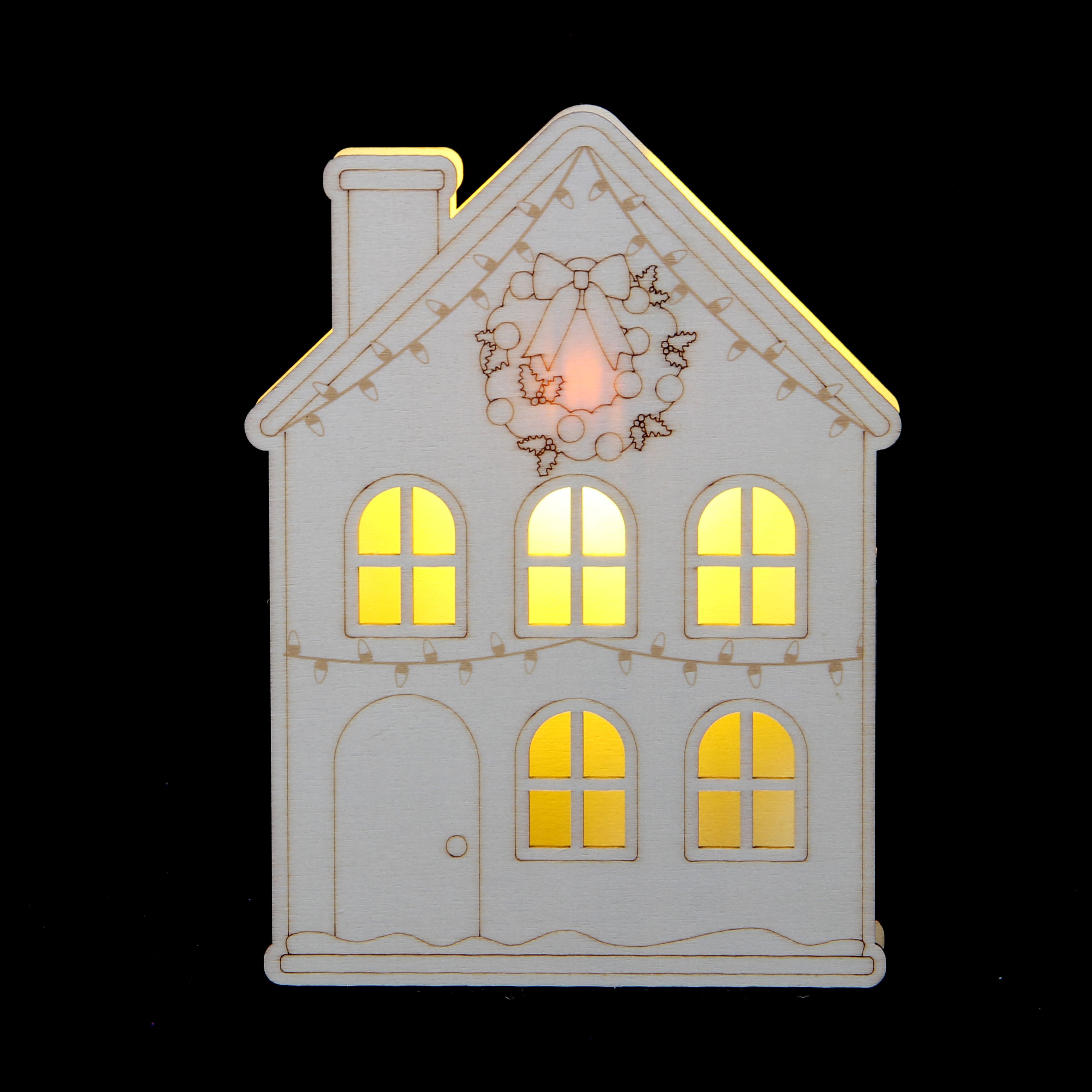 7&#x22; Unfinished Wood LED House Tabletop Accent by Make Market&#xAE;