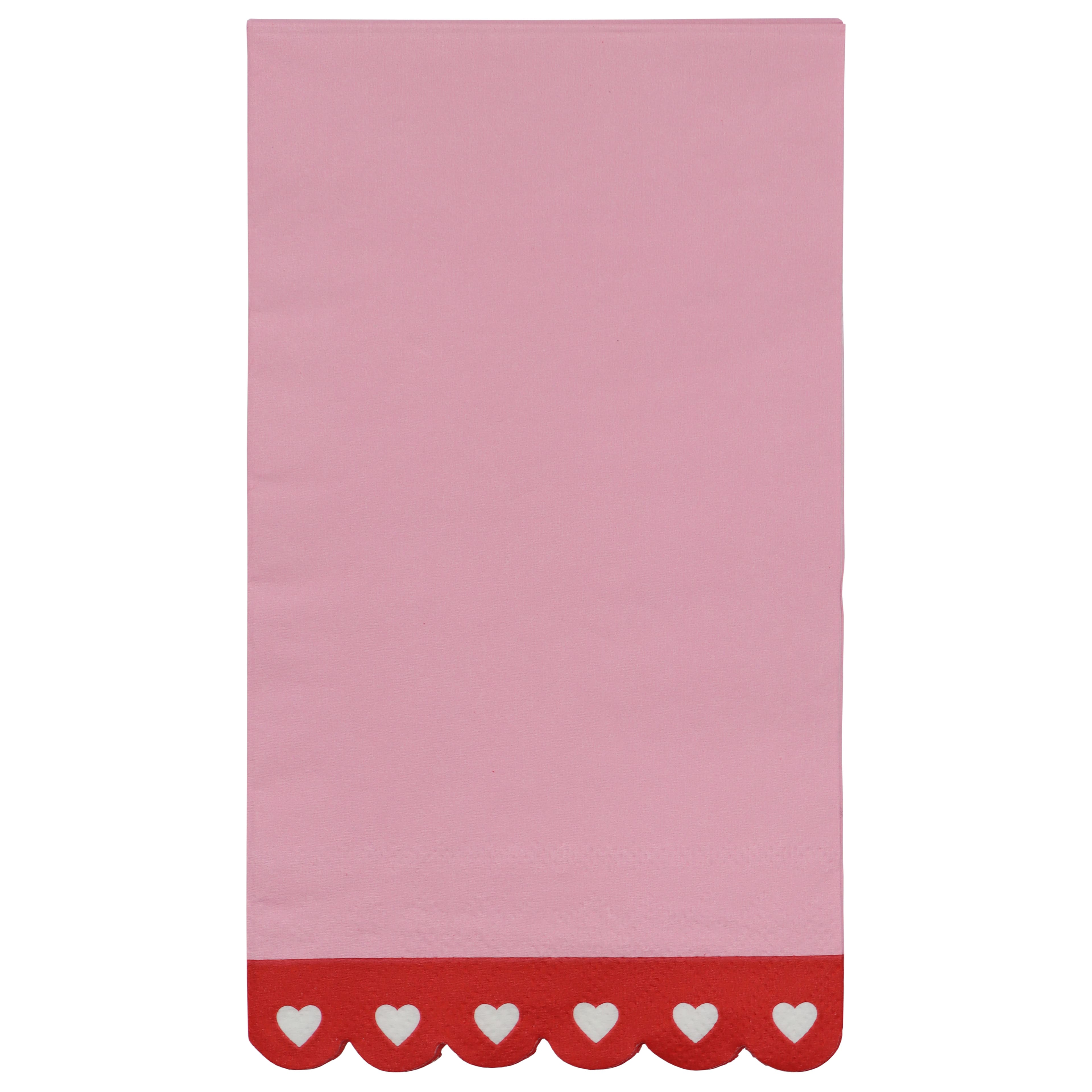 Pink with Red Hearts Edge Paper Guest Napkins, 20ct. by Celebrate It™ 