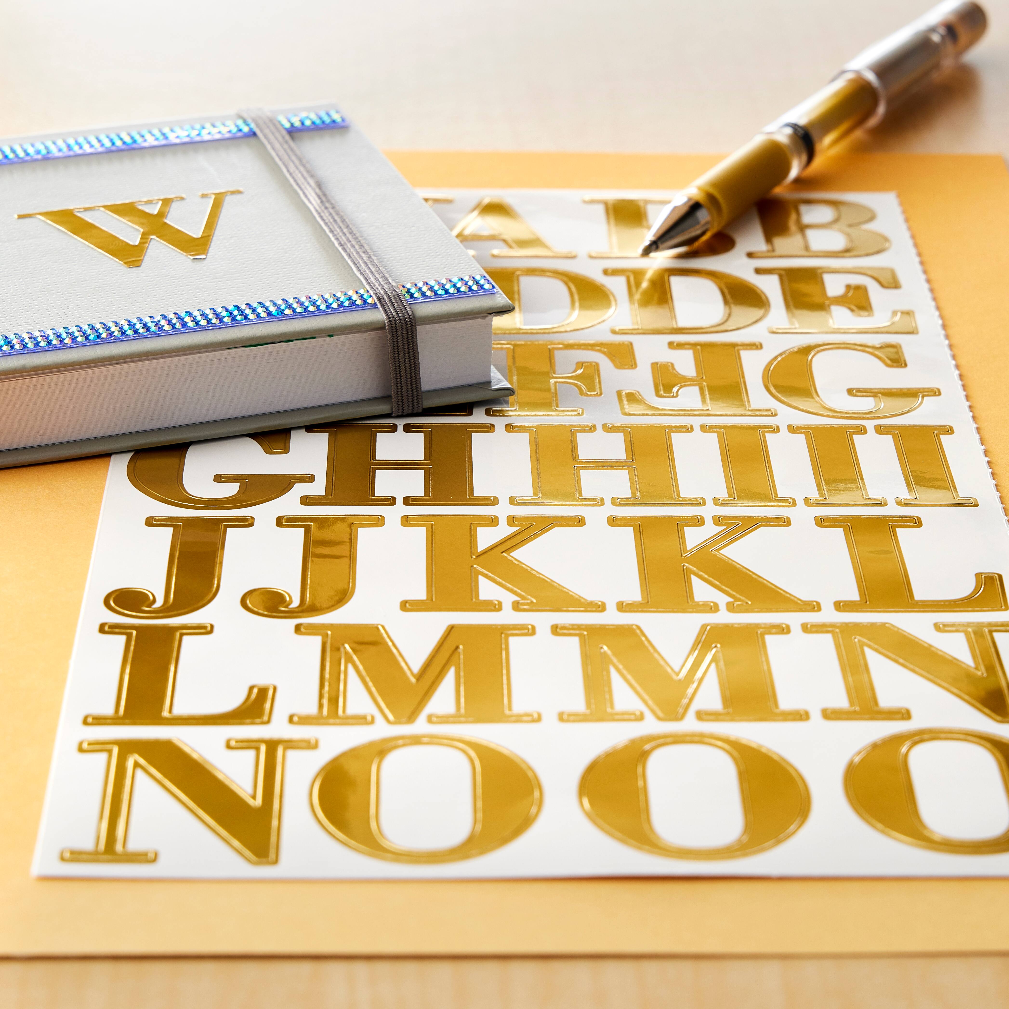 RENEWING MINDS Gold Foil 3 Handwritten Alphabet Stickers - 134pcs