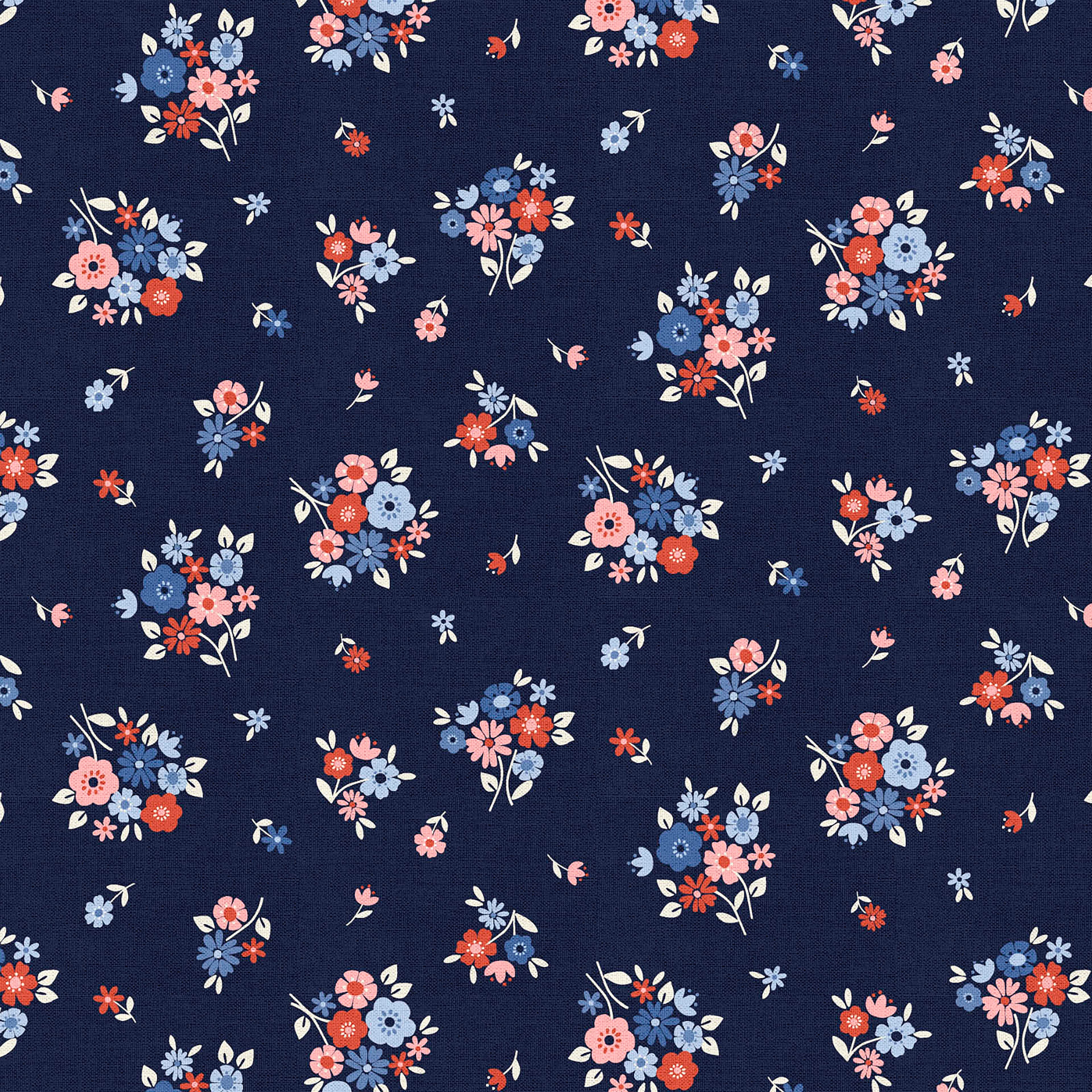 Fabric Editions Navy Carolina Bouquet Cotton Fabric
