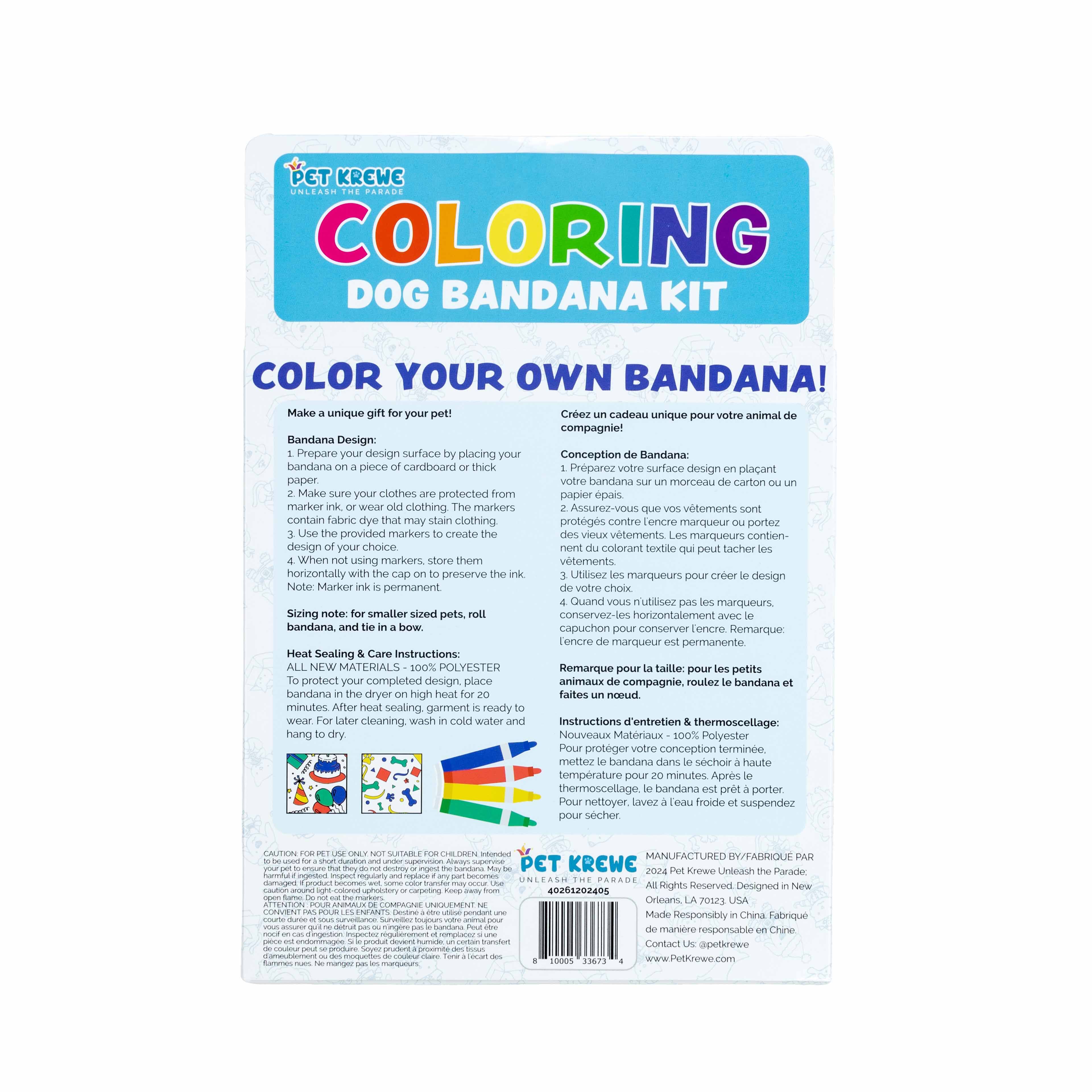 Assorted Pet Krewe Coloring Dog Bandana Kit